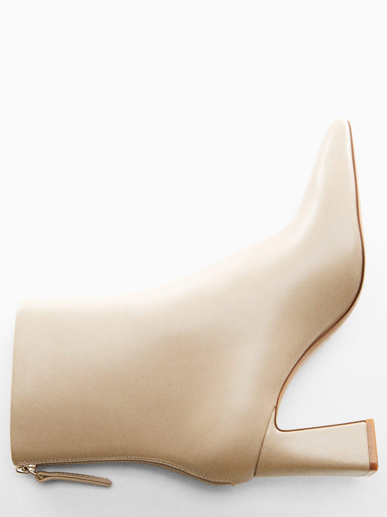 Cream Heeled Ankle Boots