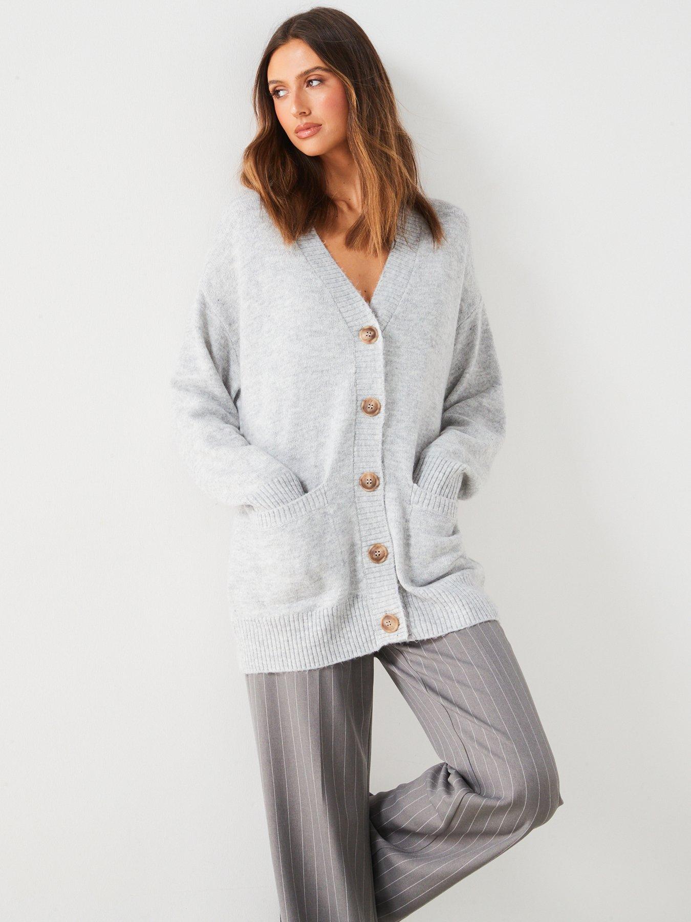 V Neck Straight Design Cardigan