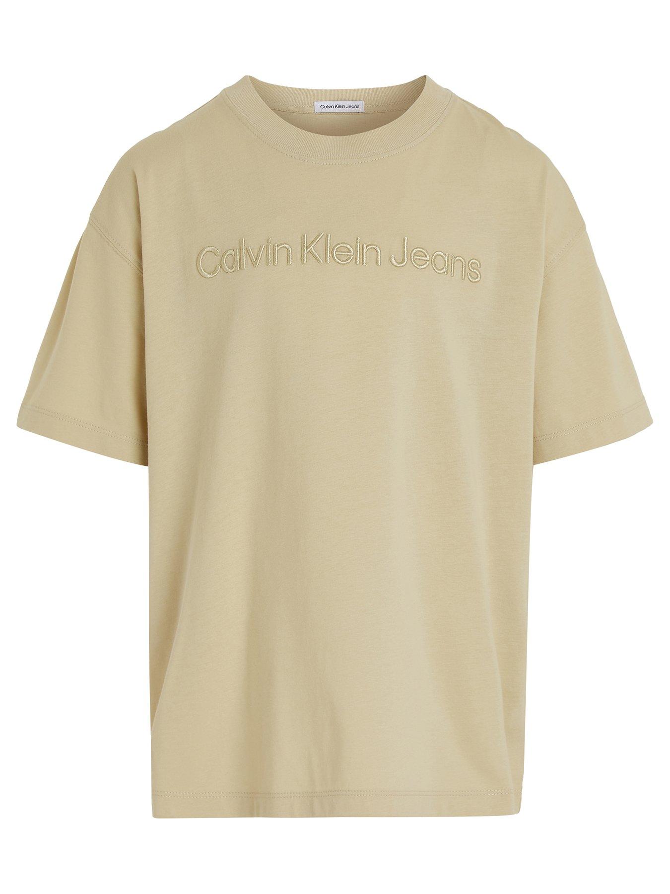 Calvin Klein Jeans Boys Embroidered Logo Short Sleeve T-shirt - Green ...