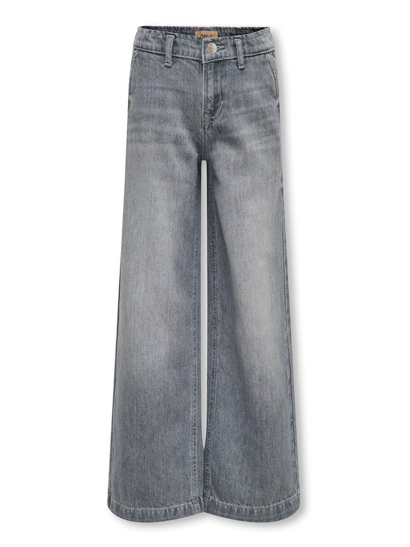 Only Kids Girls Comet Wide Leg Jeans - Medium Grey Denim