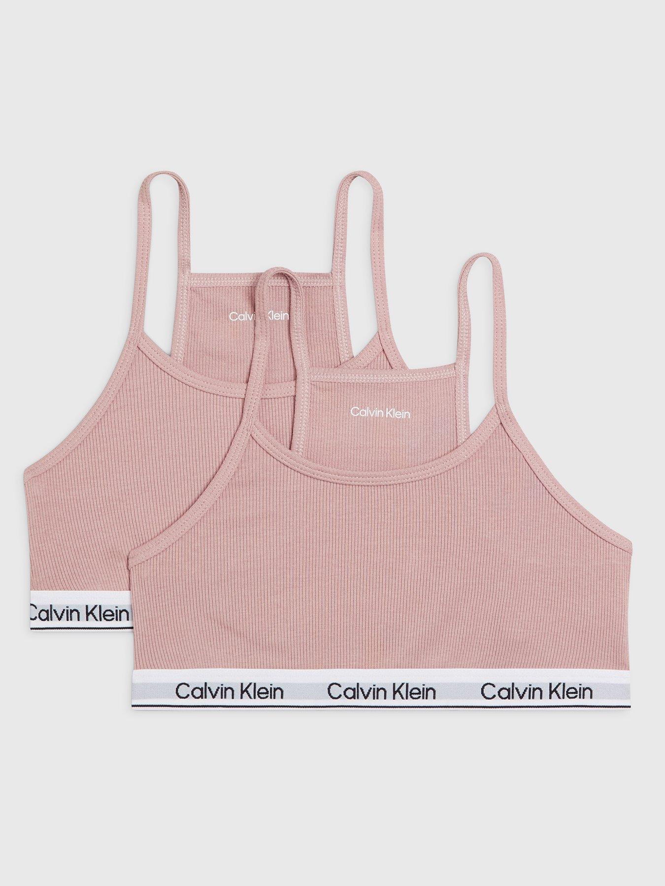 Calvin Klein Girls White Cotton Bra Tops (2 Pack)
