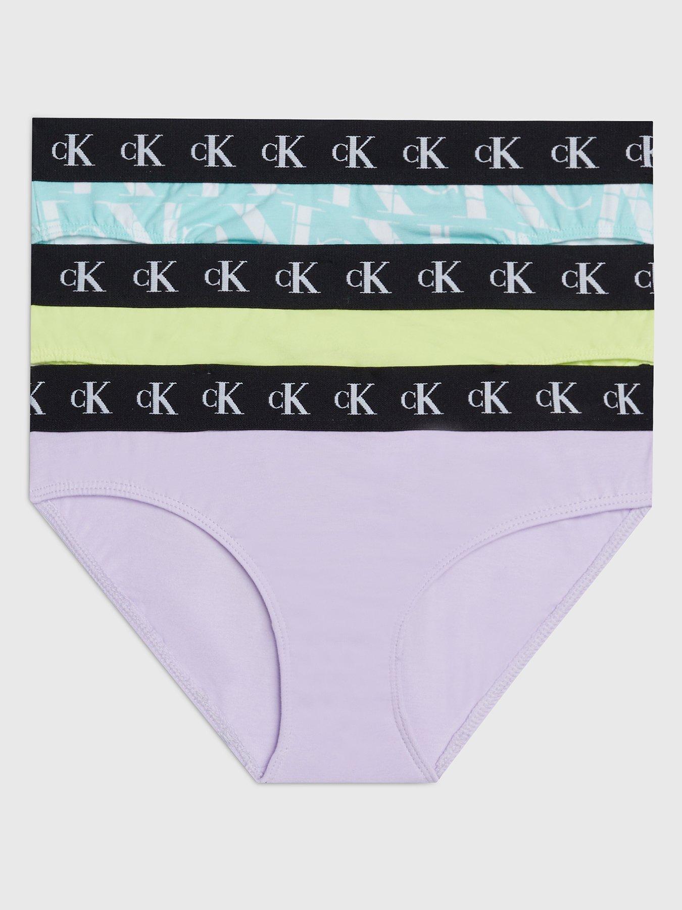 Calvin Klein Girls 2 Pack Bikini Brief Underwear Set - Mauve/Powdersky