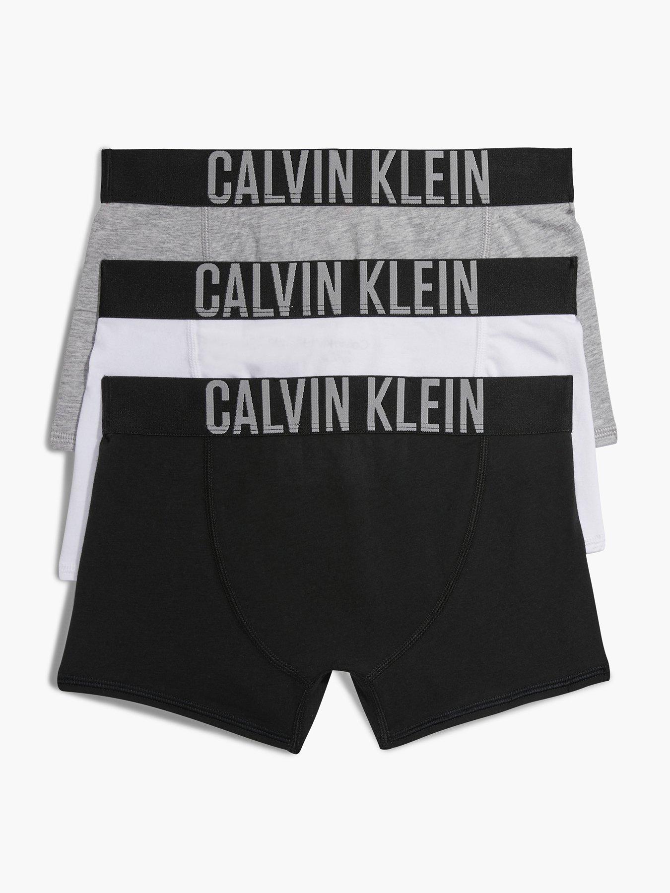 Buy Calvin Klein Boys' Little 2PK CTTN/Stretch Boxer Brief, ck  Statement/Netural Gray, X-Small (4/5) at
