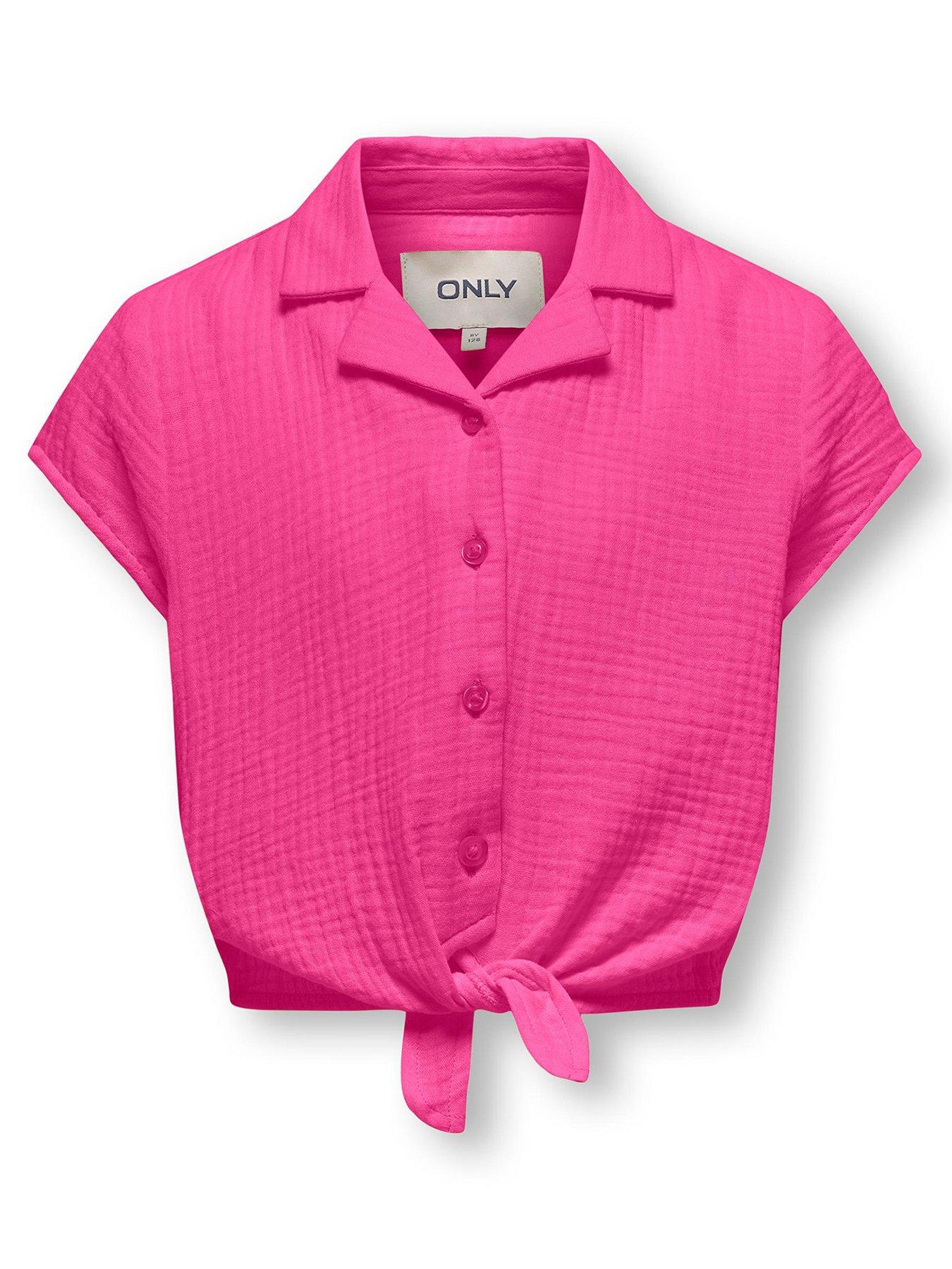 only-kids-girls-tie-front-cheesecloth-short-sleeve-shirt-pink