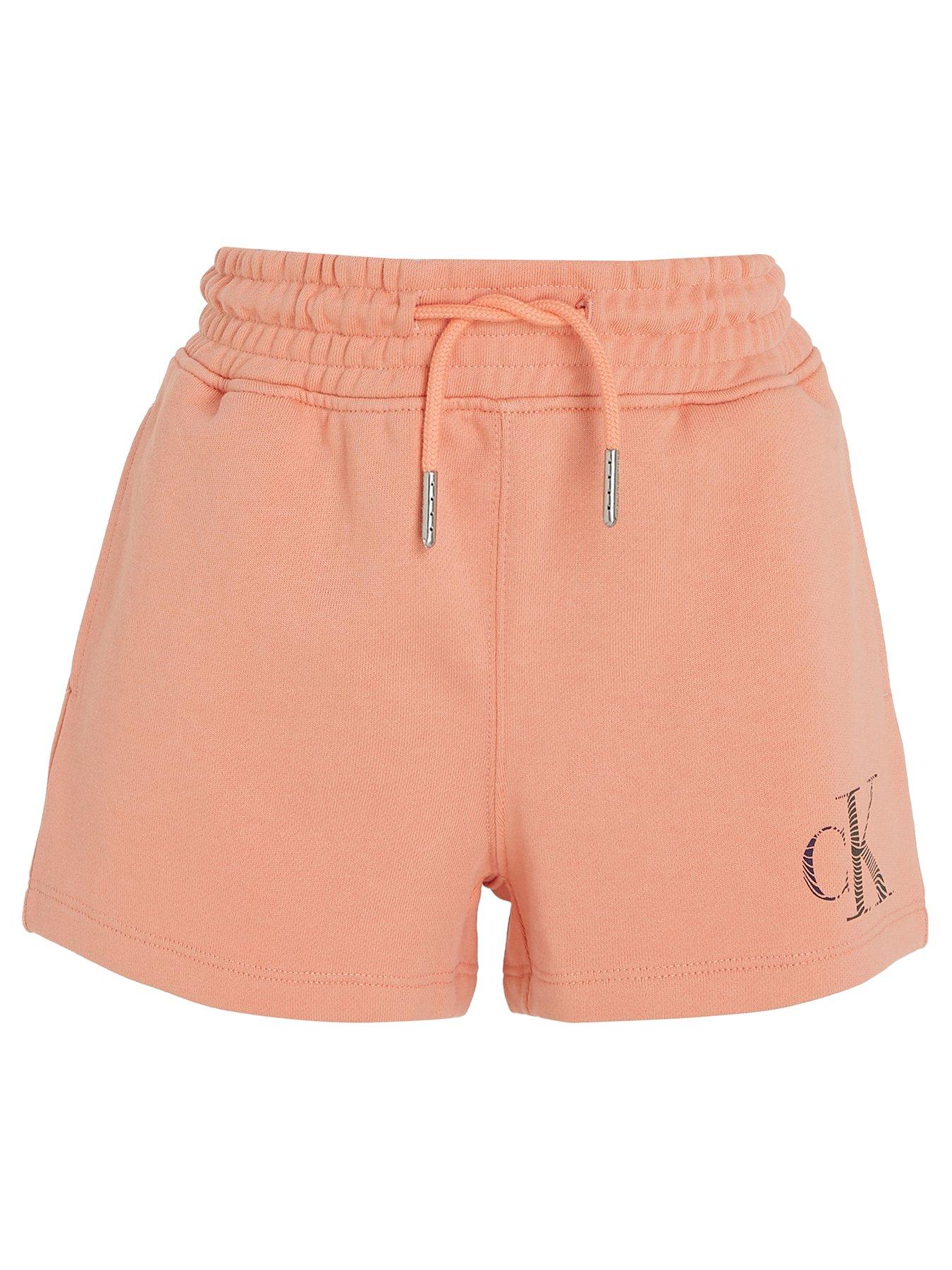 Calvin Klein Jeans Girls Logo Jersey Shorts Blooming Dahlia Light Orange Very