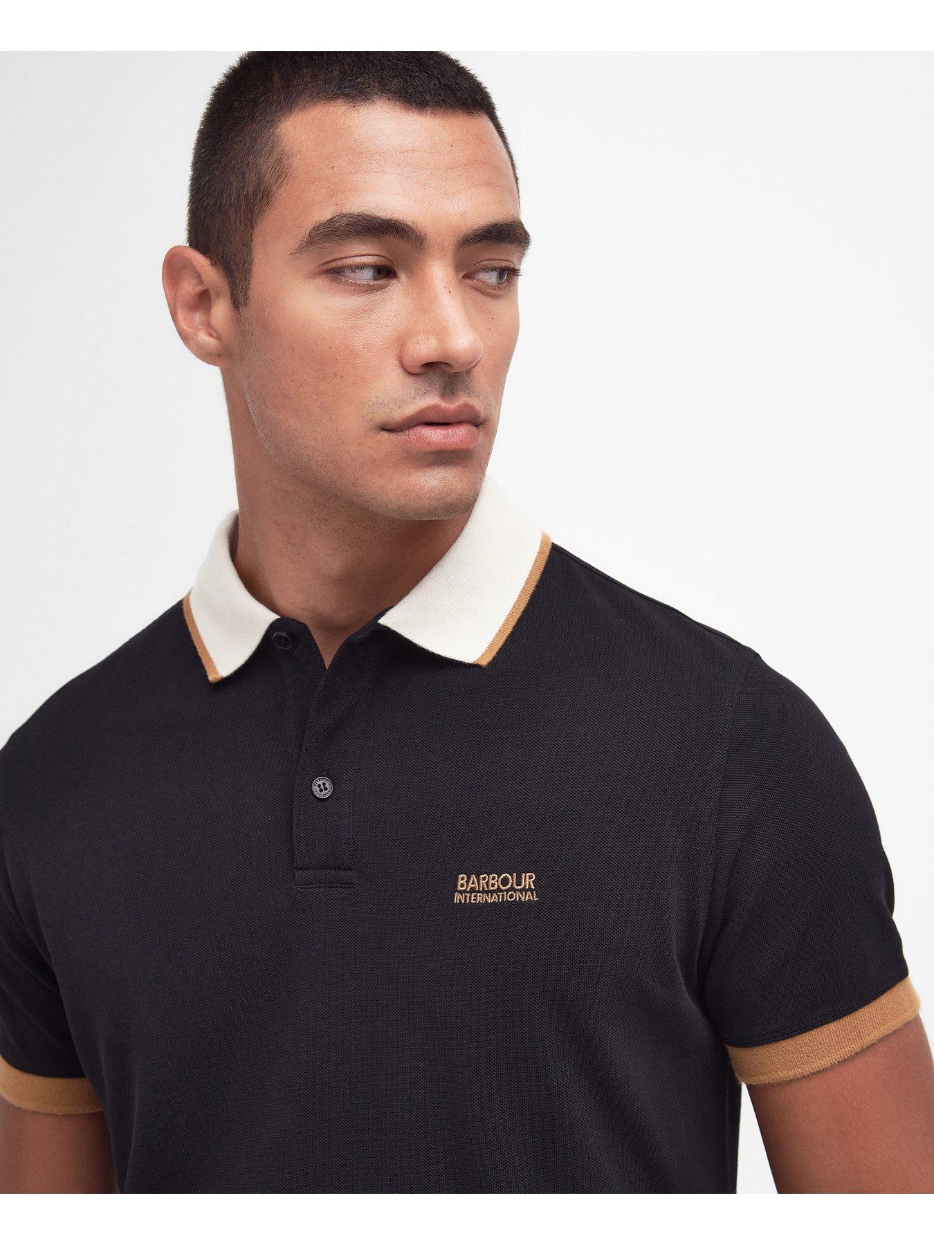 Barbour International Contrast Collar Tailored Polo Shirt - Black ...