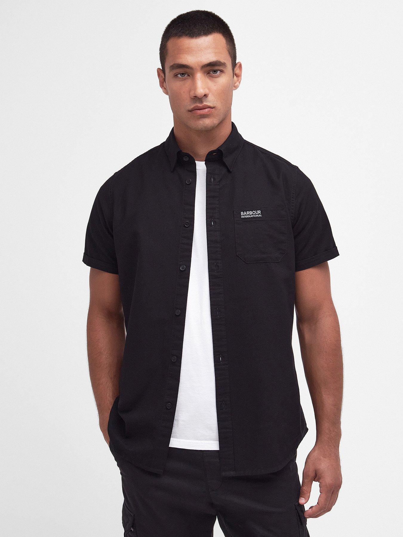 undefined Short Sleeve Tailored Oxford Shirt - Black