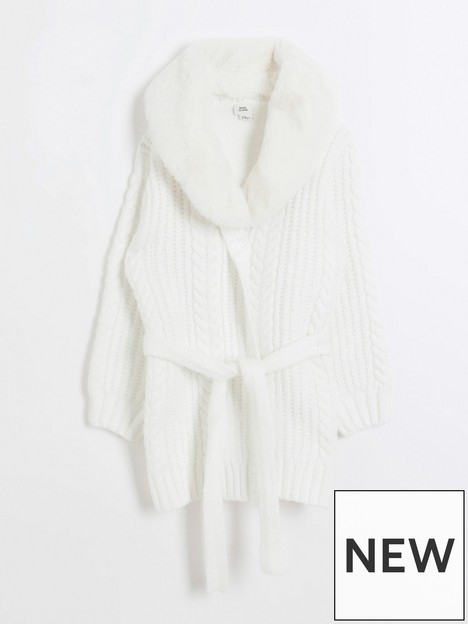 river-island-girls-faux-fur-cable-knit-cardigan-cream