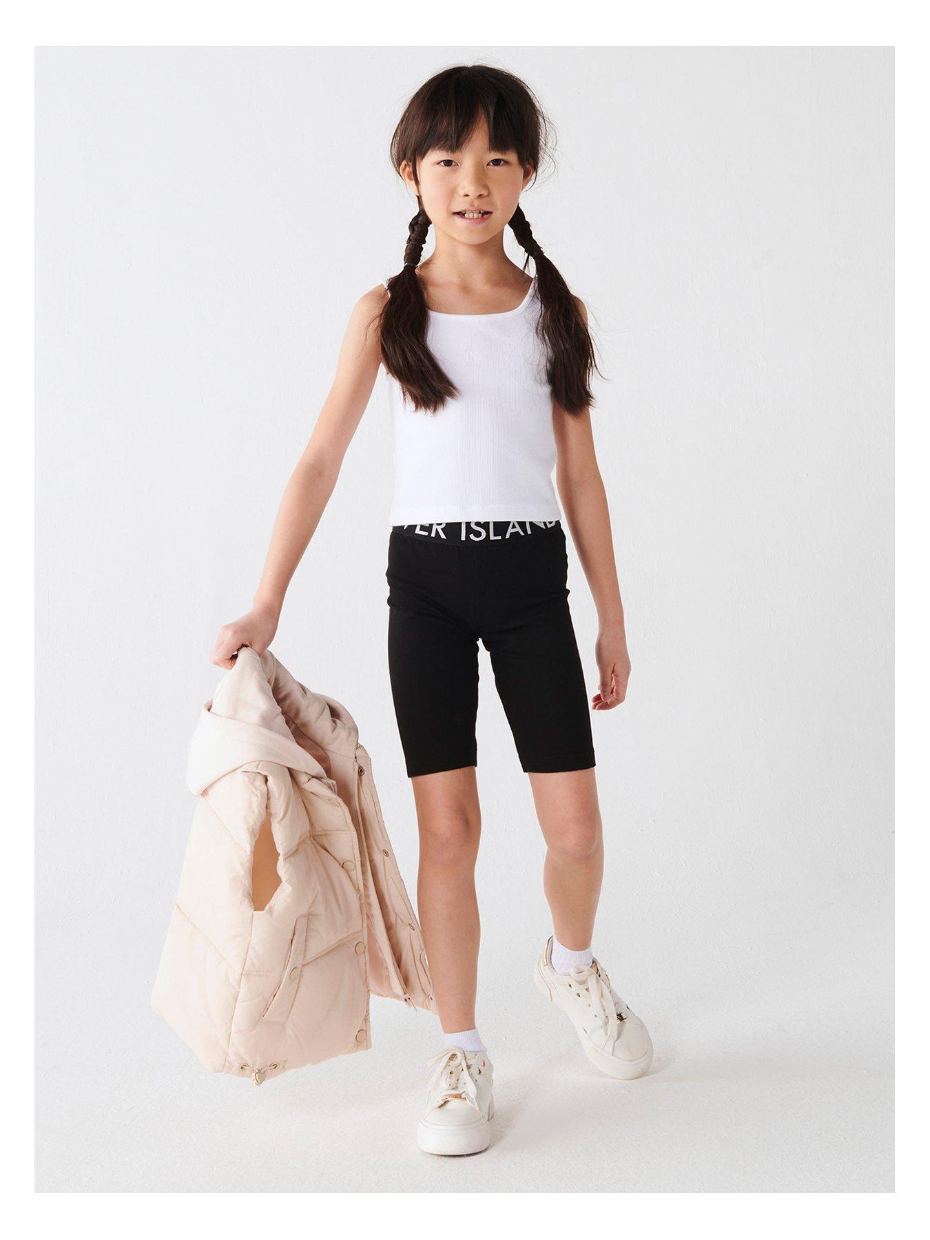 River Island Older Girl Black Waistband Cycling Shorts - Black
