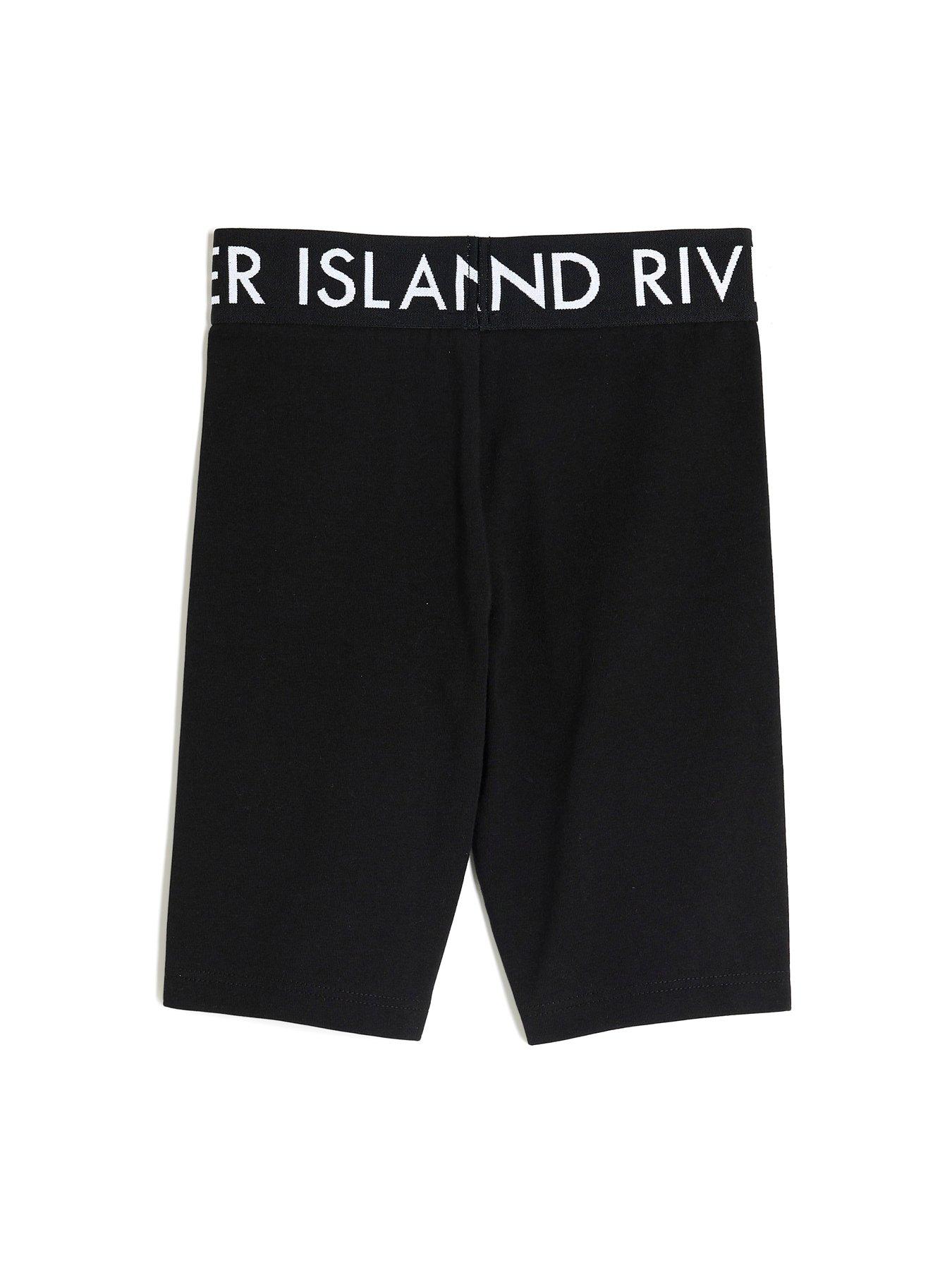 Image 4 of 5 of River Island Older Girl Black Waistband Cycling Shorts - Black