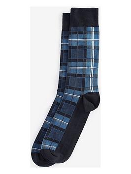 barbour single pair blyth tartan socks - blue