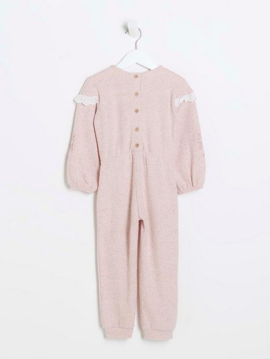 back image of river-island-mini-mini-girl-broderie-cosy-jumpsuit-pink