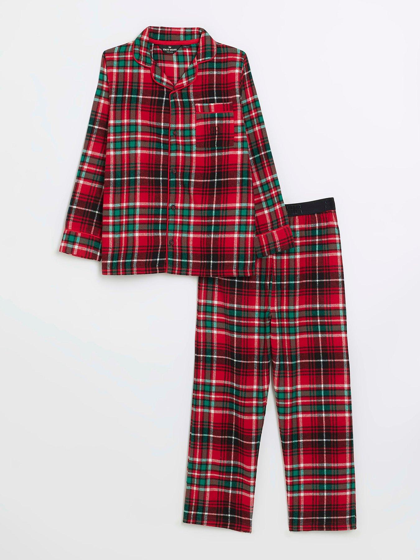 River Island Boys Check Pyjama Set - Red