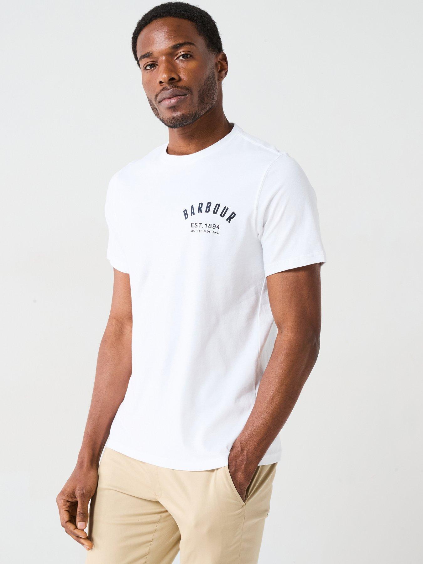 Barbour Short Sleeve Preppy Chest Logo T-Shirt, White, Size M, Men
