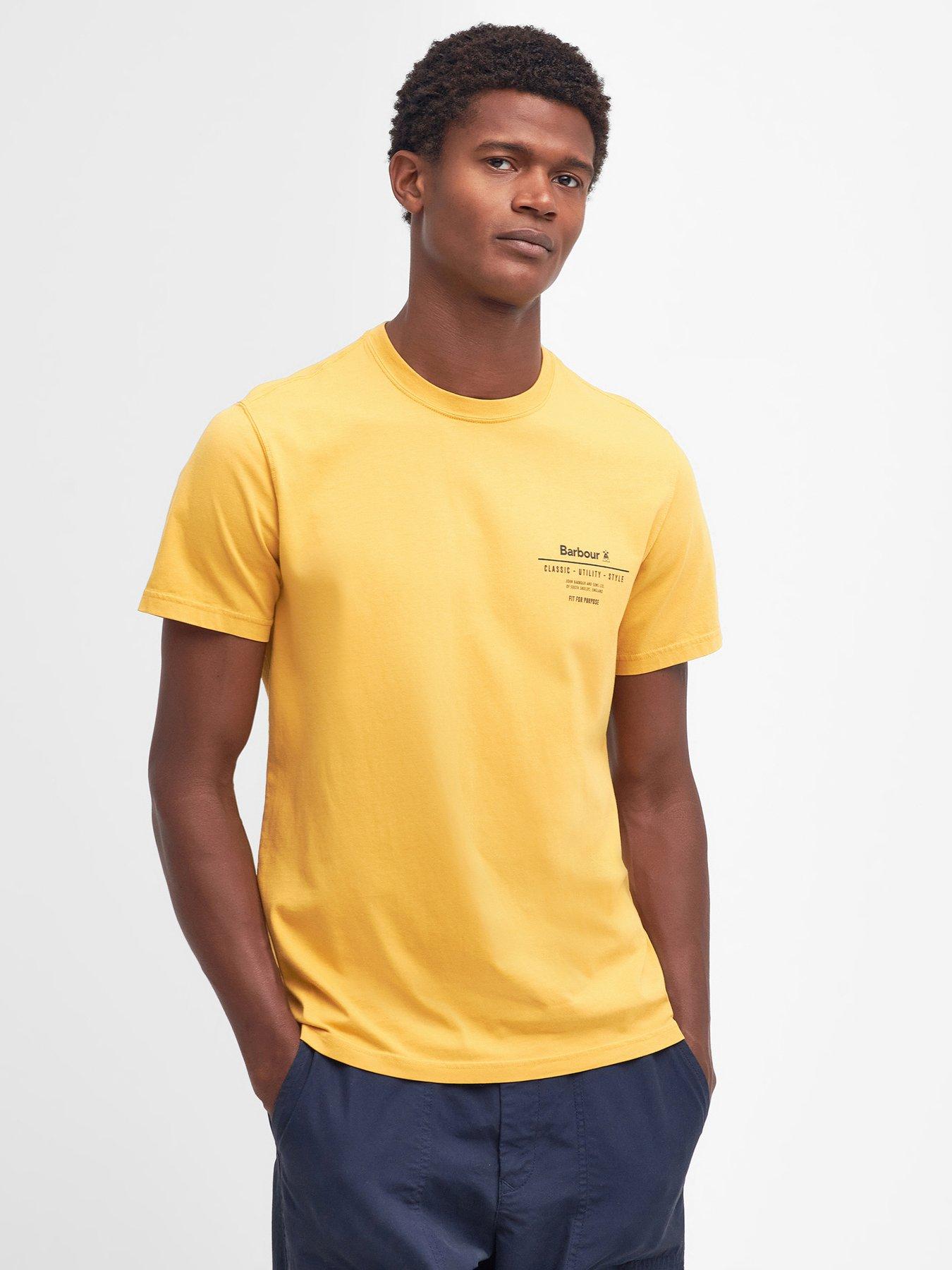 Barbour t shirt mens yellow on sale