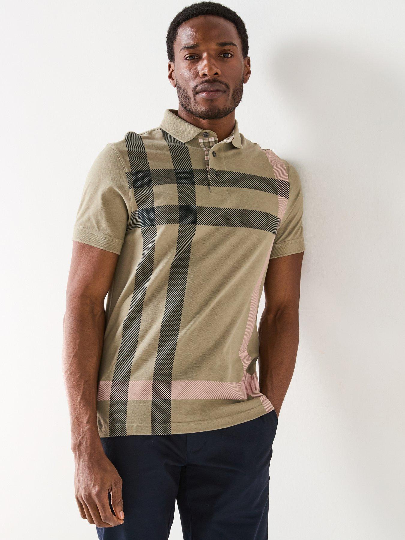 undefined Blaine Large Check Tailored Fit Polo Shirt - Dark Green