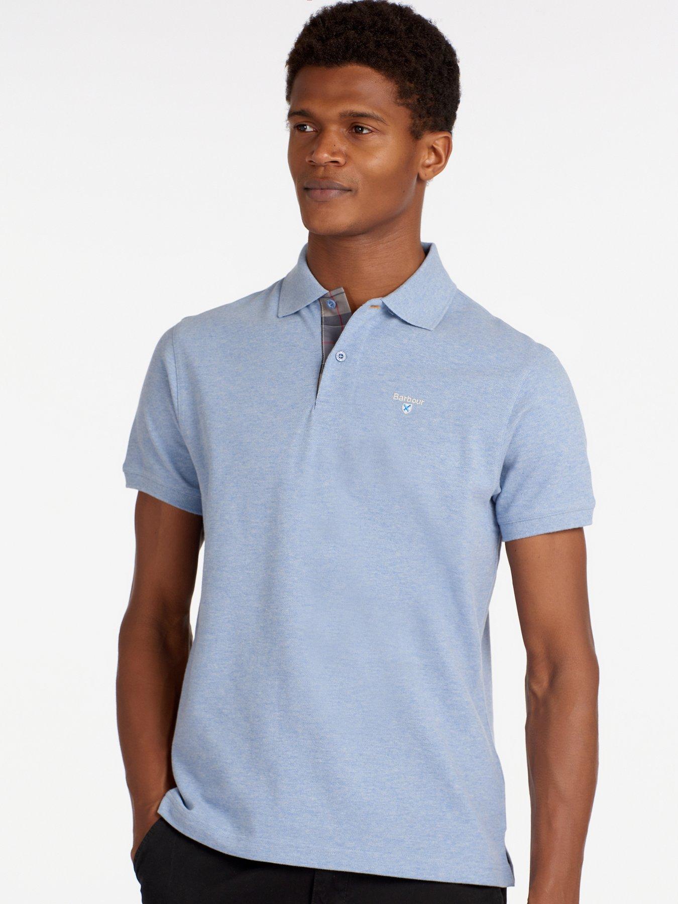 Barbour Tartan Pique Regular Fit Polo Shirt - Blue | Very.co.uk