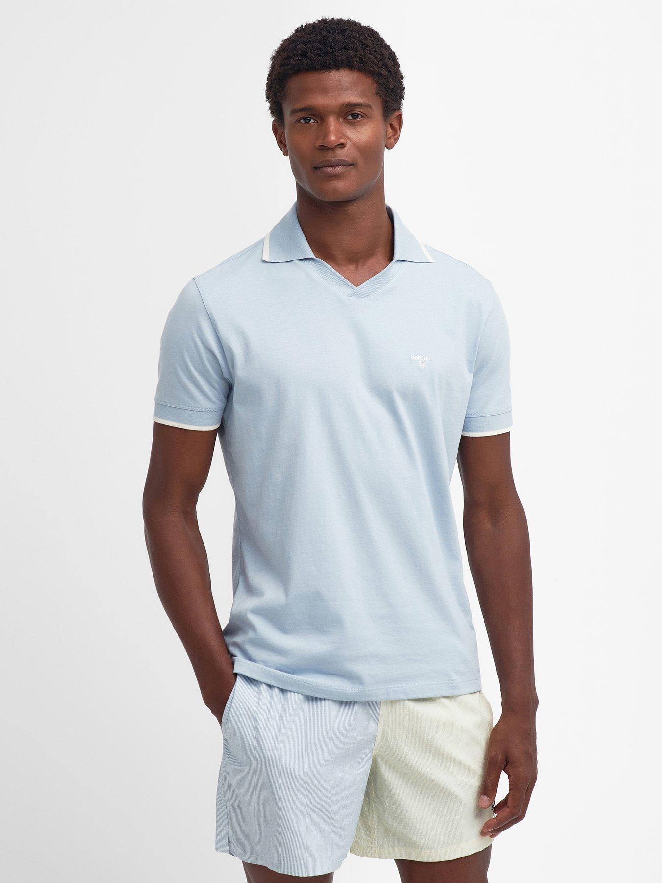 Barbour Northwood Open Collar Tailored Fit Polo Shirt - Light Blue ...