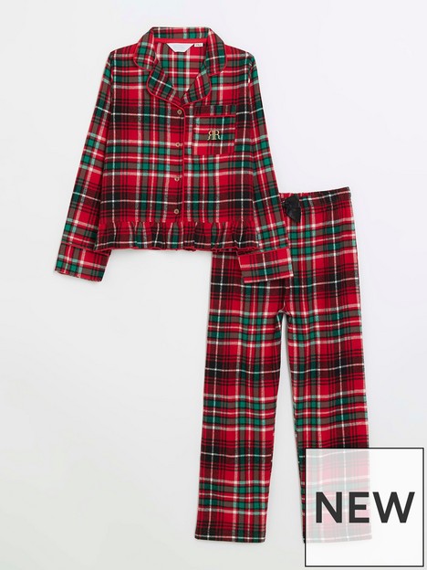 river-island-girls-check-frill-pyjama-set-red