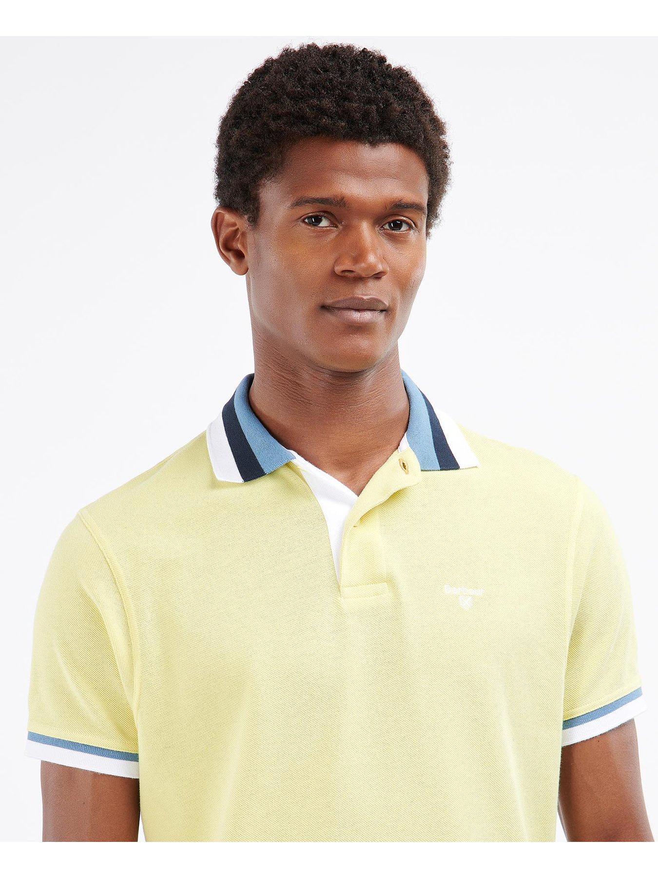 Barbour Contrast Collar Tipped Tailored Fit Polo Shirt - Light Yellow ...