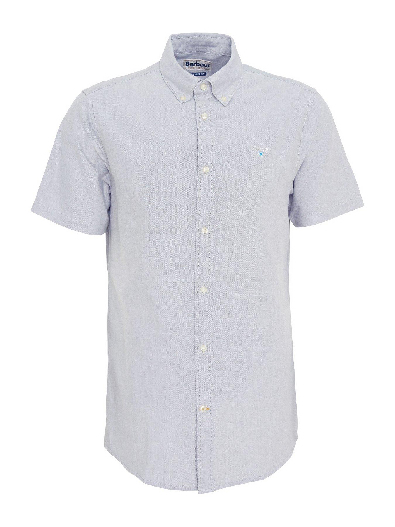 Barbour Short Sleeve Oxford Tailored Fit Shirt - Grey | Very.co.uk