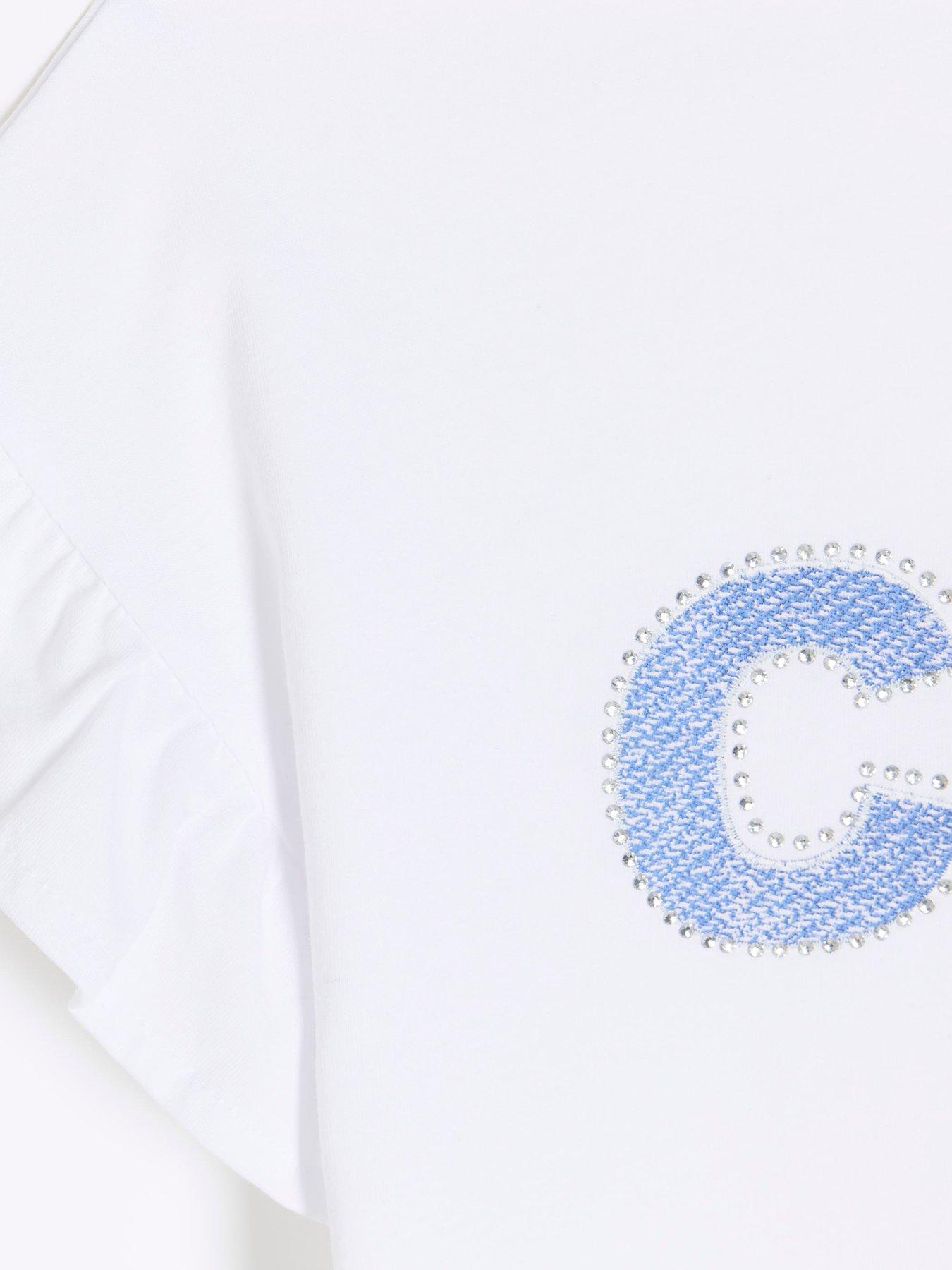 River Island Girls Diamante Frill T-Shirt - White | Very.co.uk