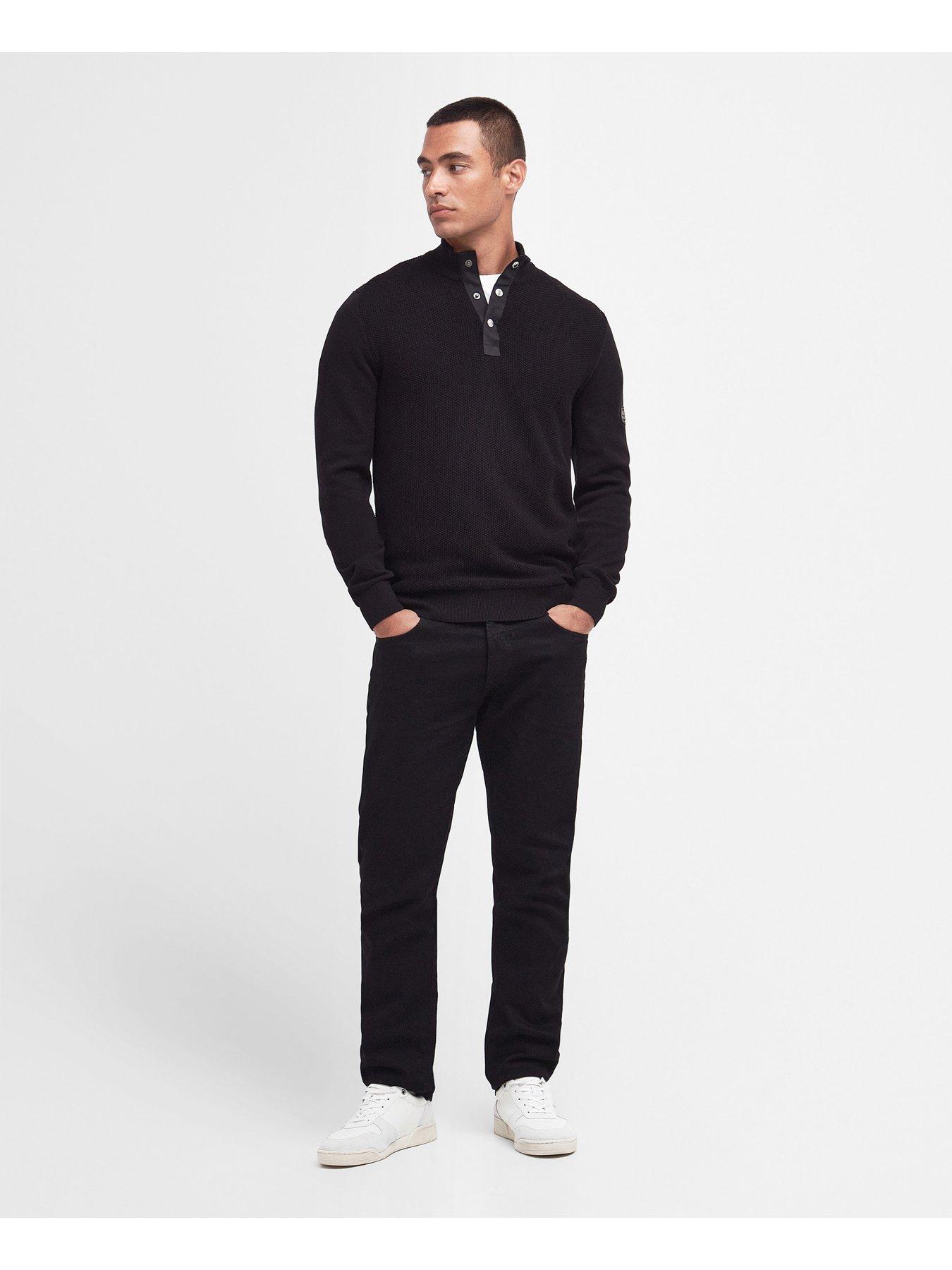 Barbour International Murrey Quarter Button Knit Jumper - Black 