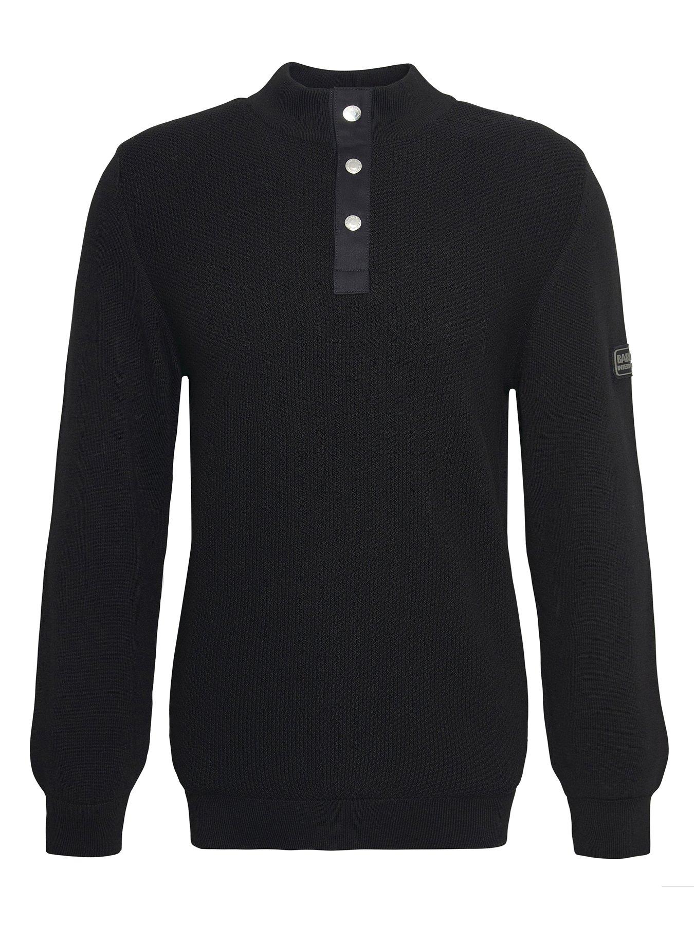 Barbour International Murrey Quarter Button Knit Jumper - Black 
