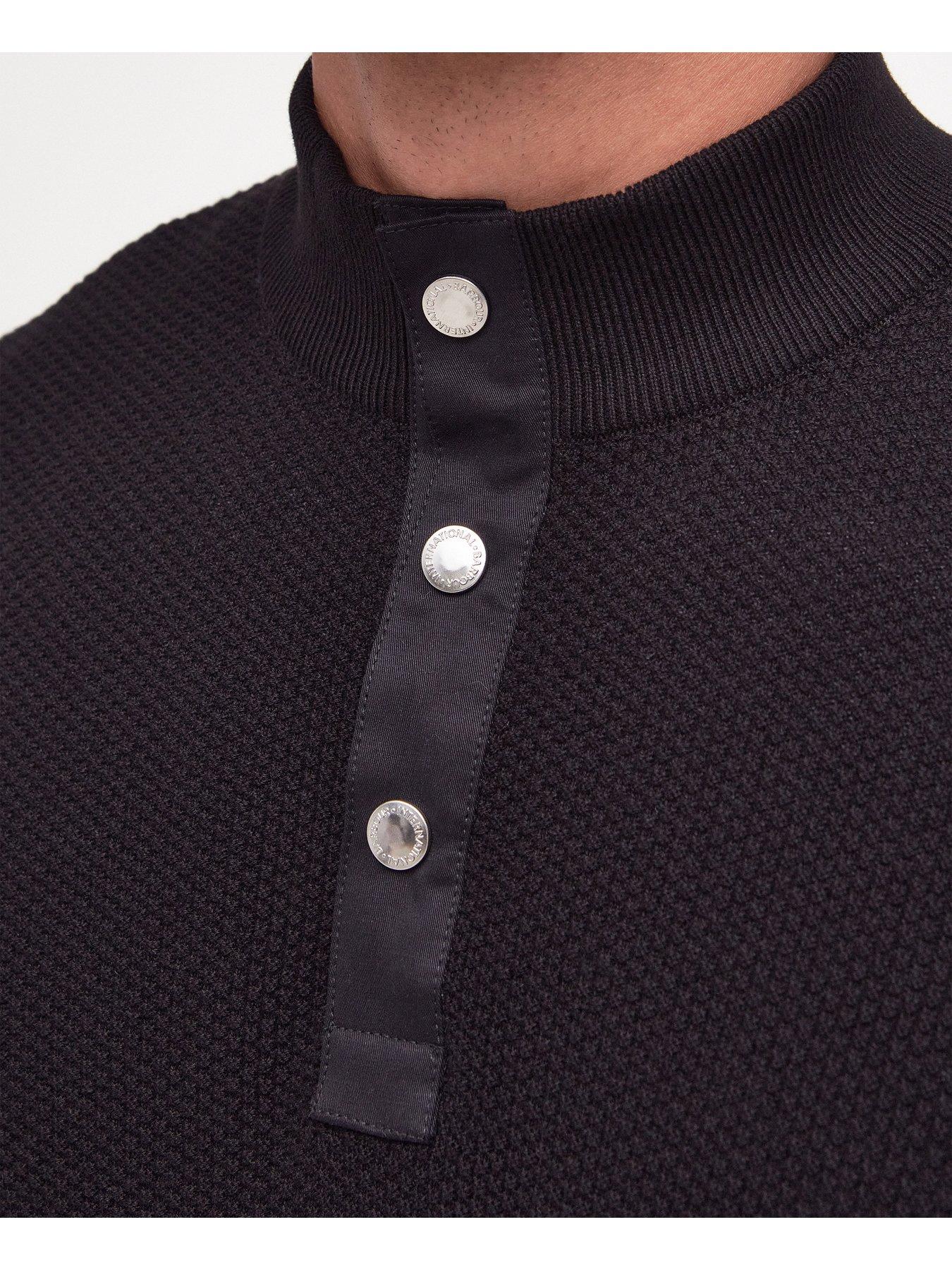 Barbour International Murrey Quarter Button Knit Jumper - Black 