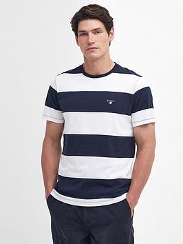 barbour short sleeve block stripe t-shirt - navy