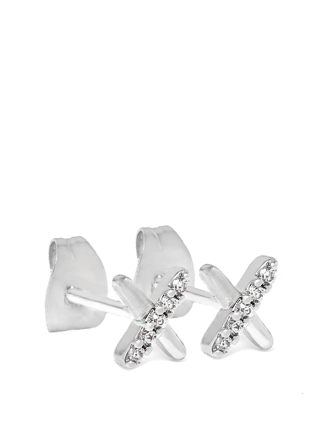 Product photograph of Say It With Silver Kiss Earrings from very.co.uk