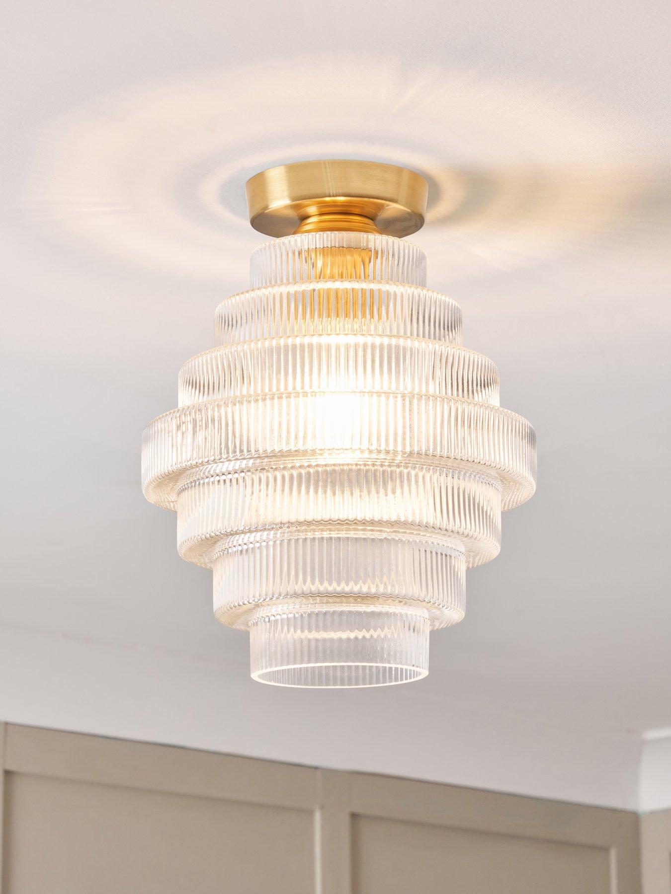 Product photograph of Very Home Genoise Flush Light Fitting from very.co.uk