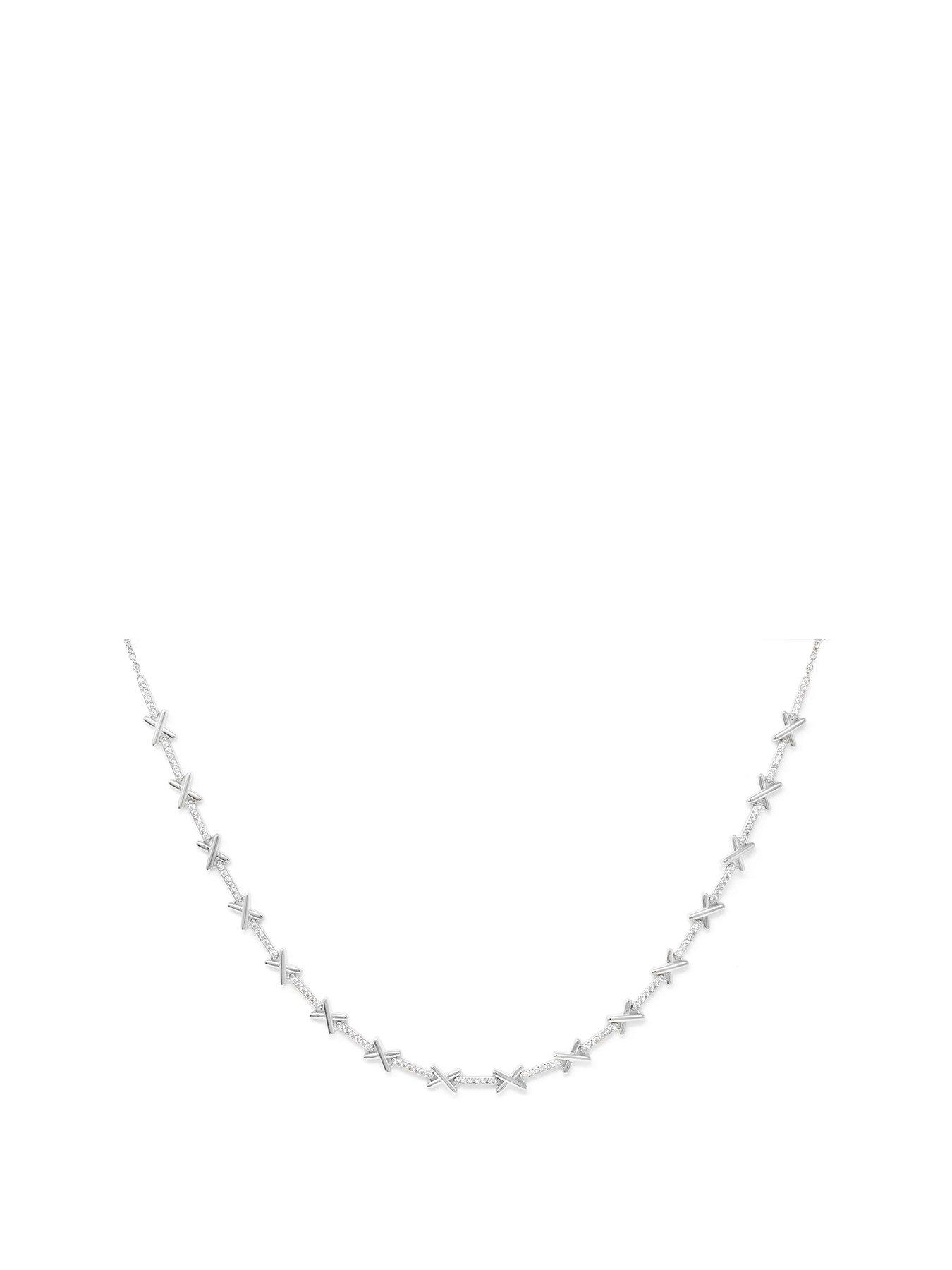 Say It With Kiss Tennis Necklace Silver