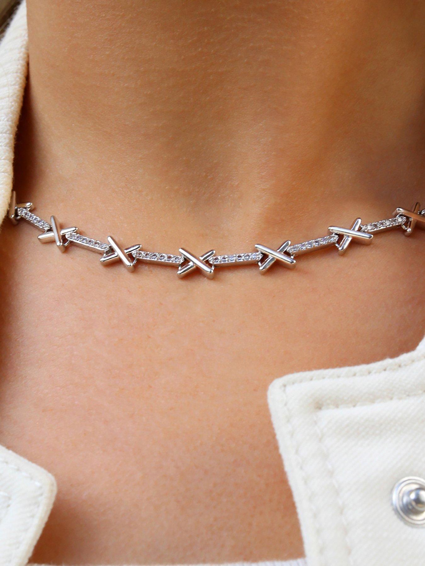 Image 2 of 2 of Say It With Kiss Tennis Necklace Silver
