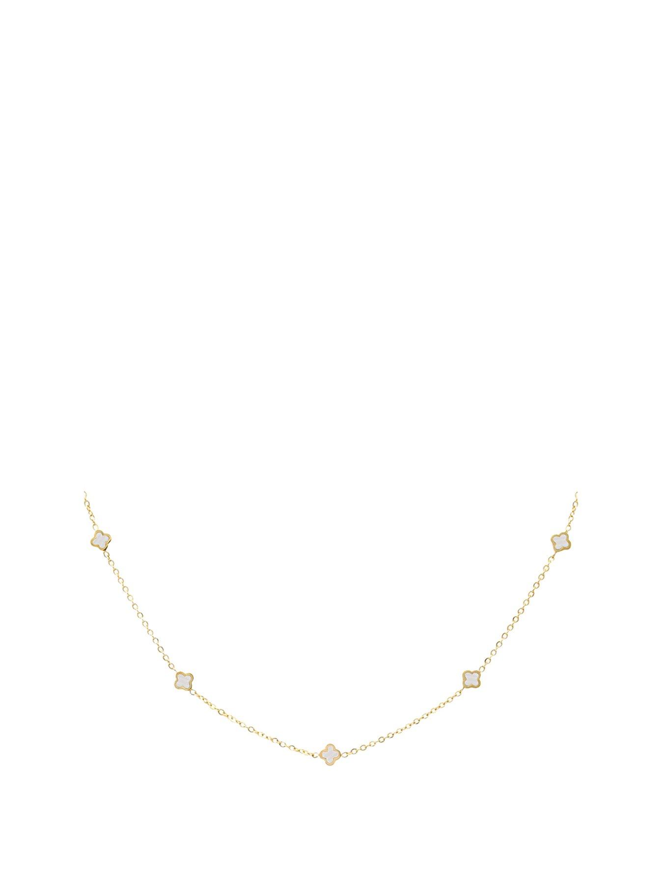 Product photograph of Say It With Dainty Luck Necklace - Gold Pearl from very.co.uk