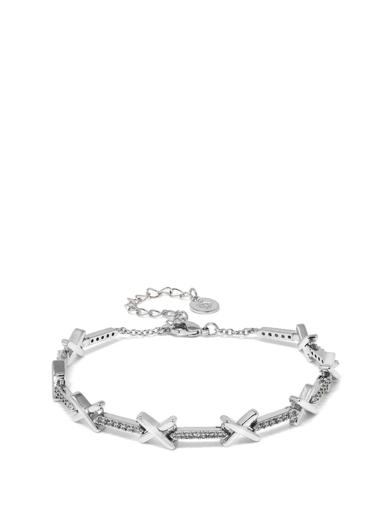 Product photograph of Say It With Kiss Tennis Bracelet - Silver from very.co.uk
