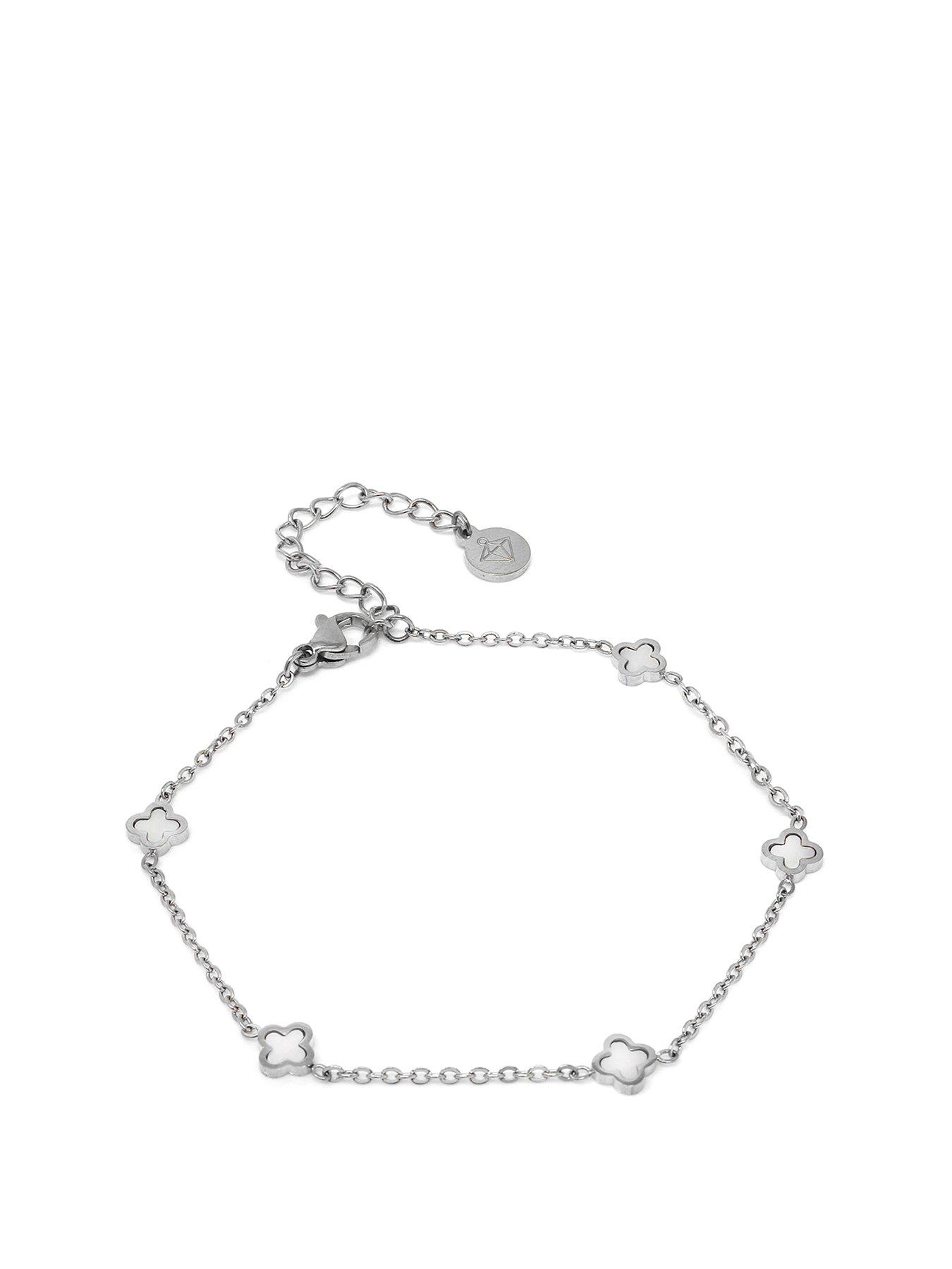 Product photograph of Say It With Dainty Luck Bracelet Silver Amp Pearl from very.co.uk