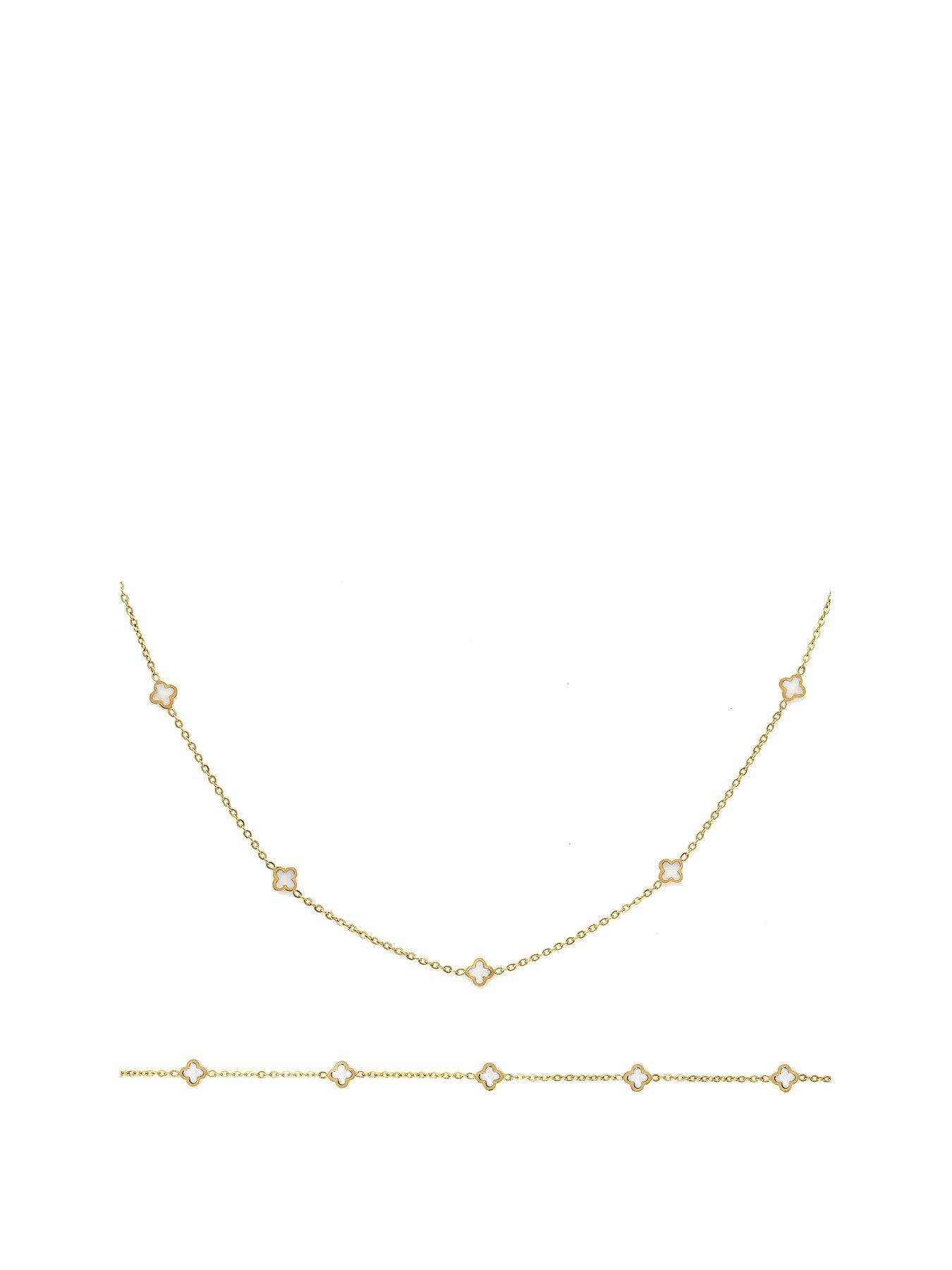 Say It With Luck Dainty Set Necklace and Bracelet - Gold  &  Pearl