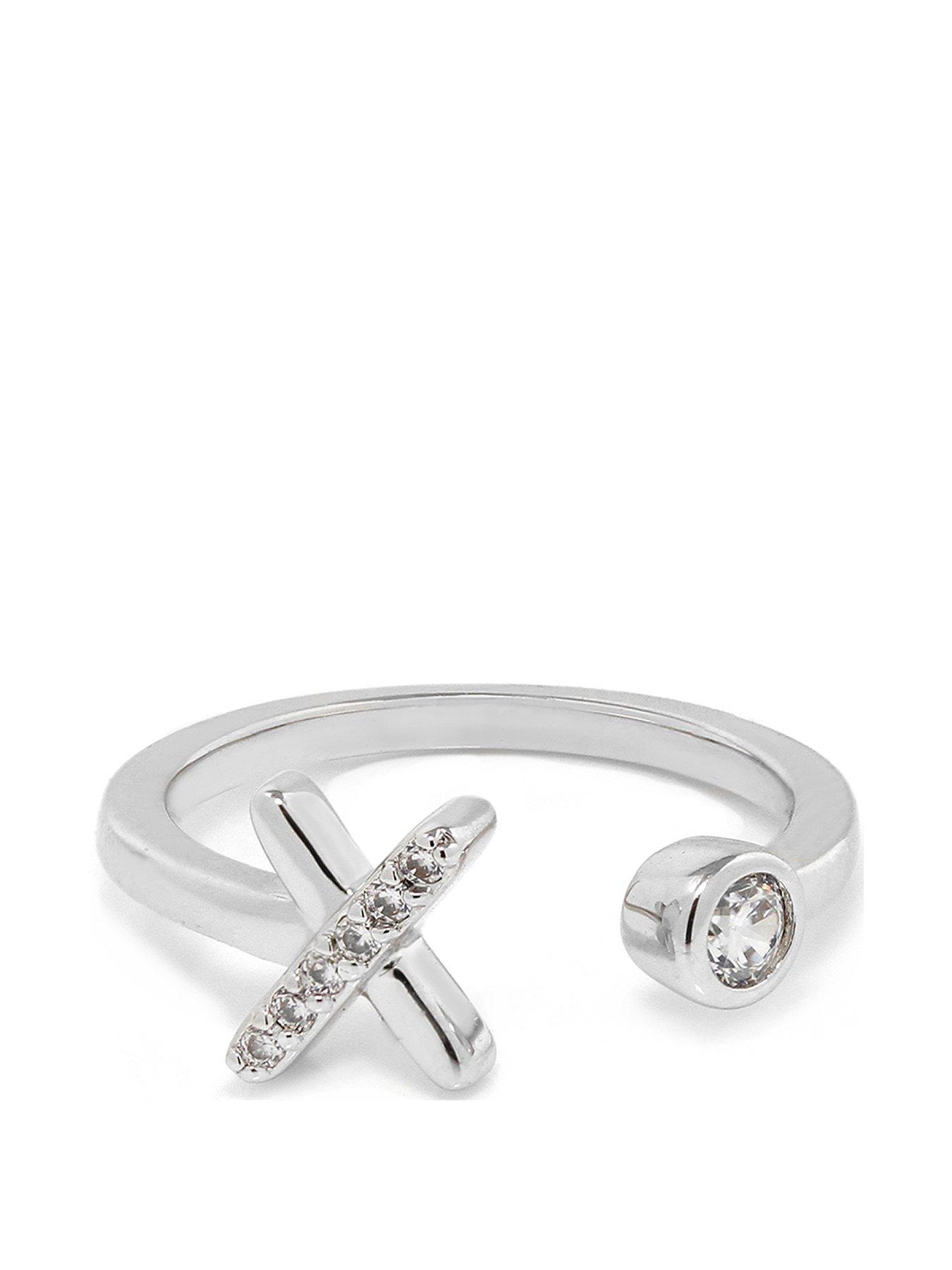 Product photograph of Say It With Kiss Ring - Silver from very.co.uk