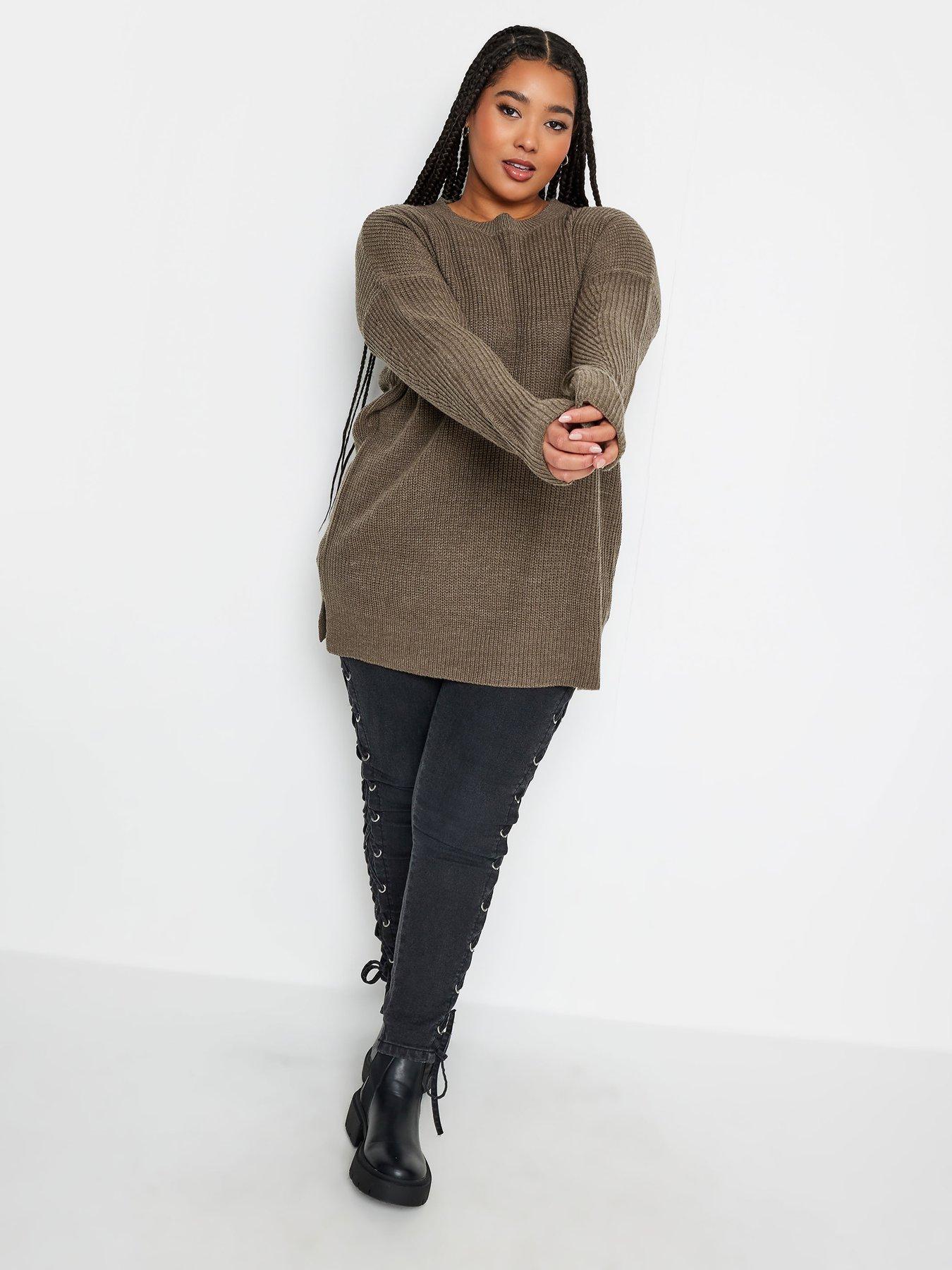 Image 3 of 4 of Yours Ribbed Drop Shoulder Solid Mocha