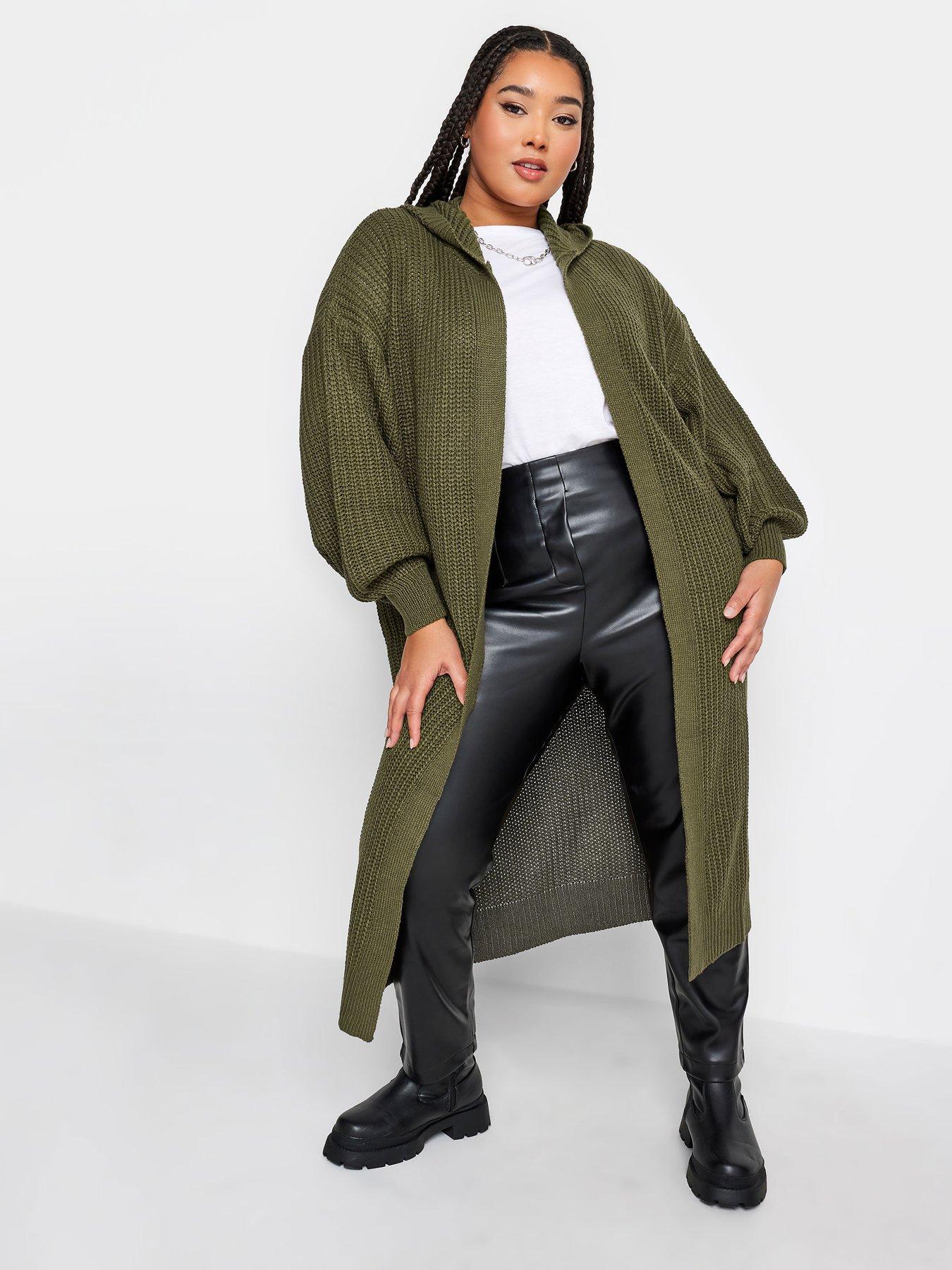 Khaki cheap hooded cardigan