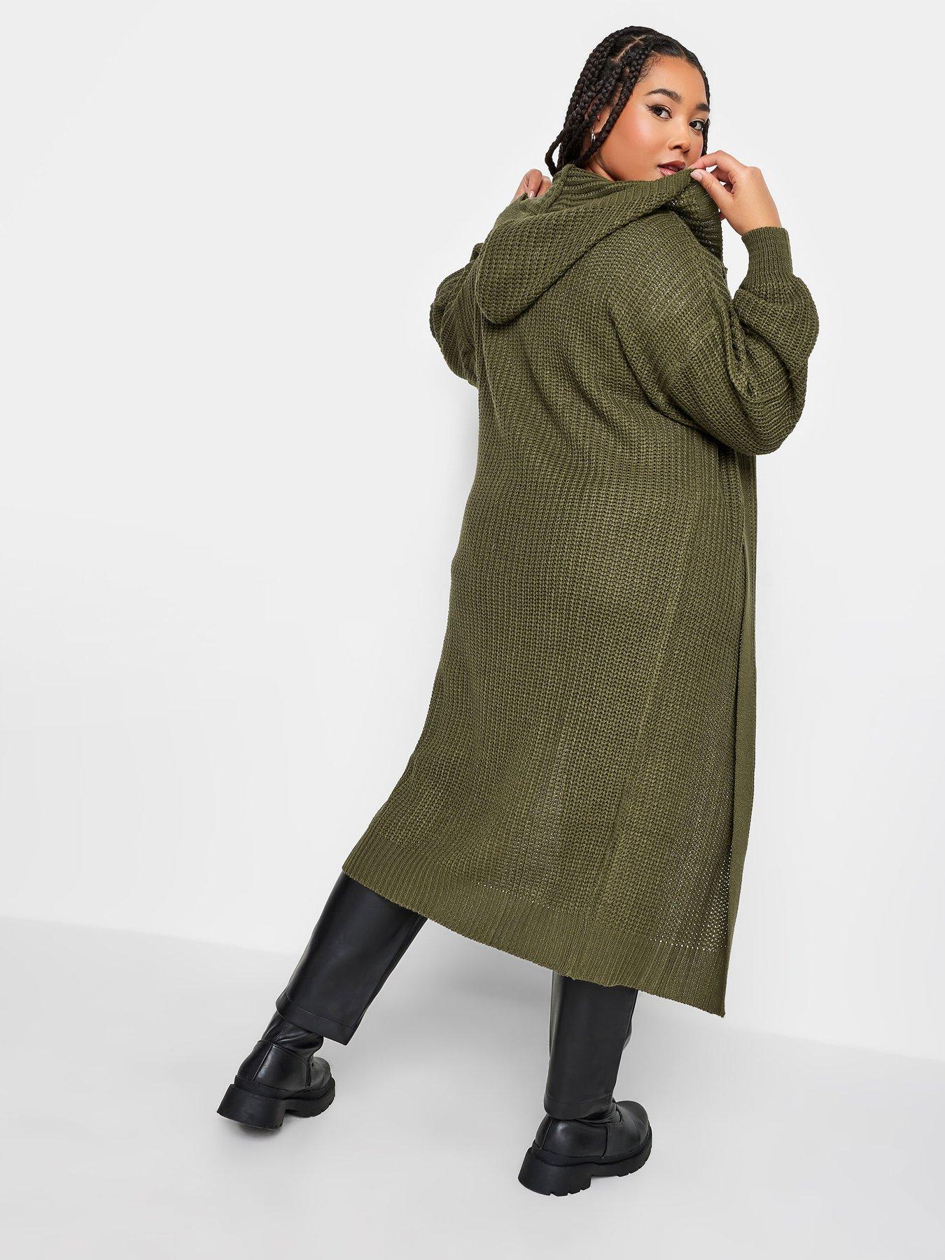 Yours Longline Cardigan Hooded Khaki Very