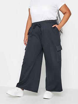 Yours Wide Leg Cargo Joggers - Blue