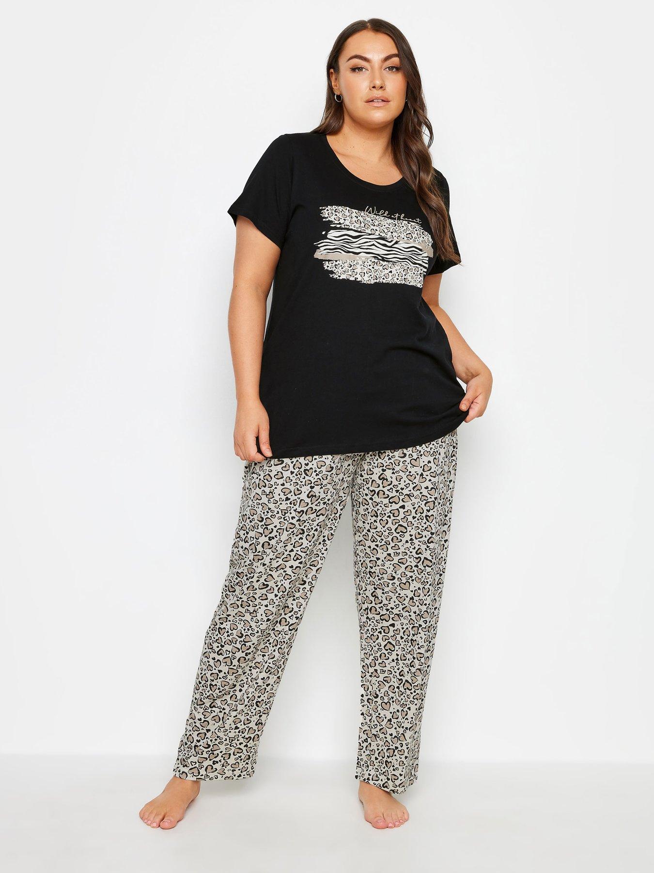 Summer Pajamas Girl's Cotton Short Sleeve Slim Sleepwear Large Size T-shirt  + Cropped Pants Two