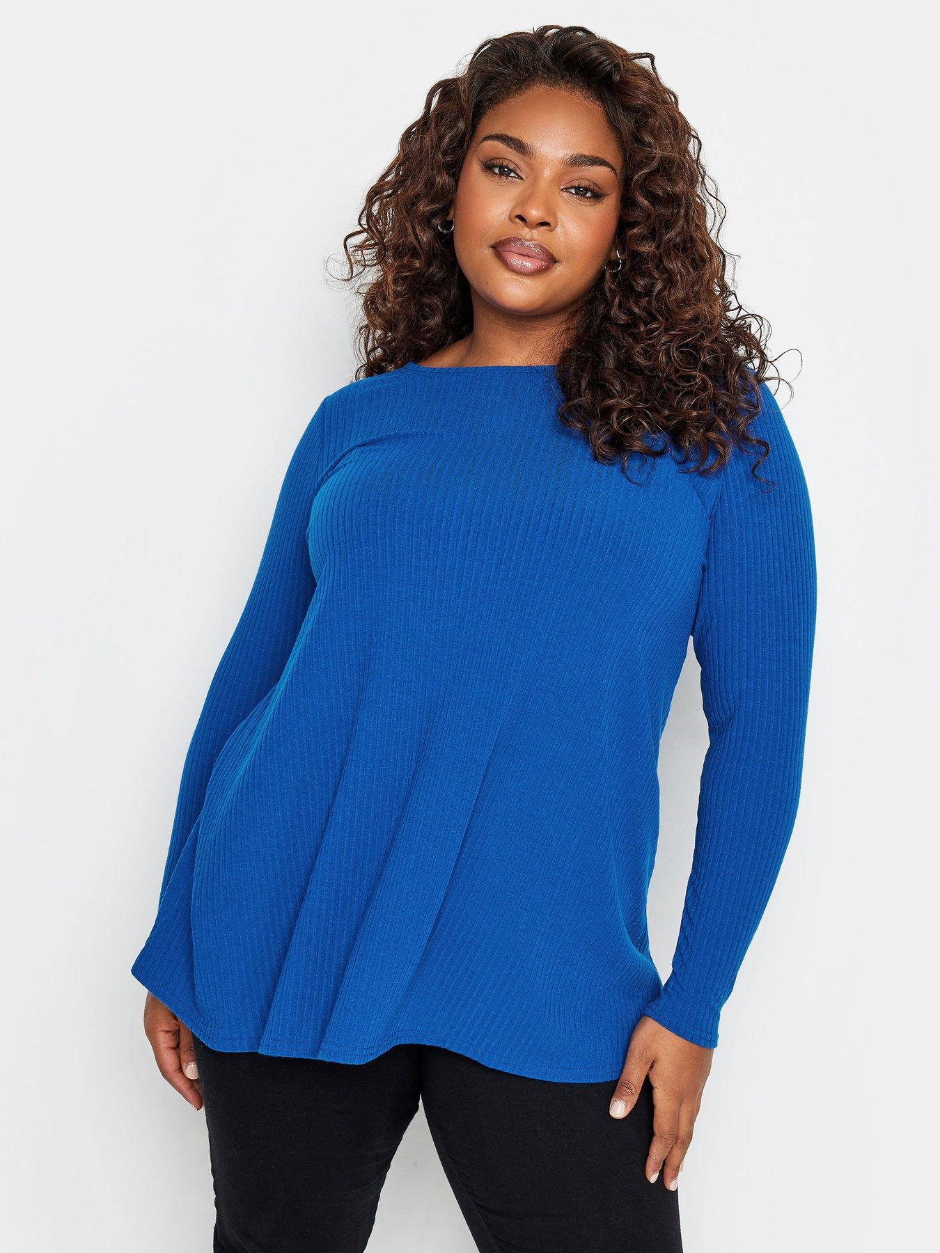 Yours Long Sleeve Rib Top Cobalt | Very.co.uk