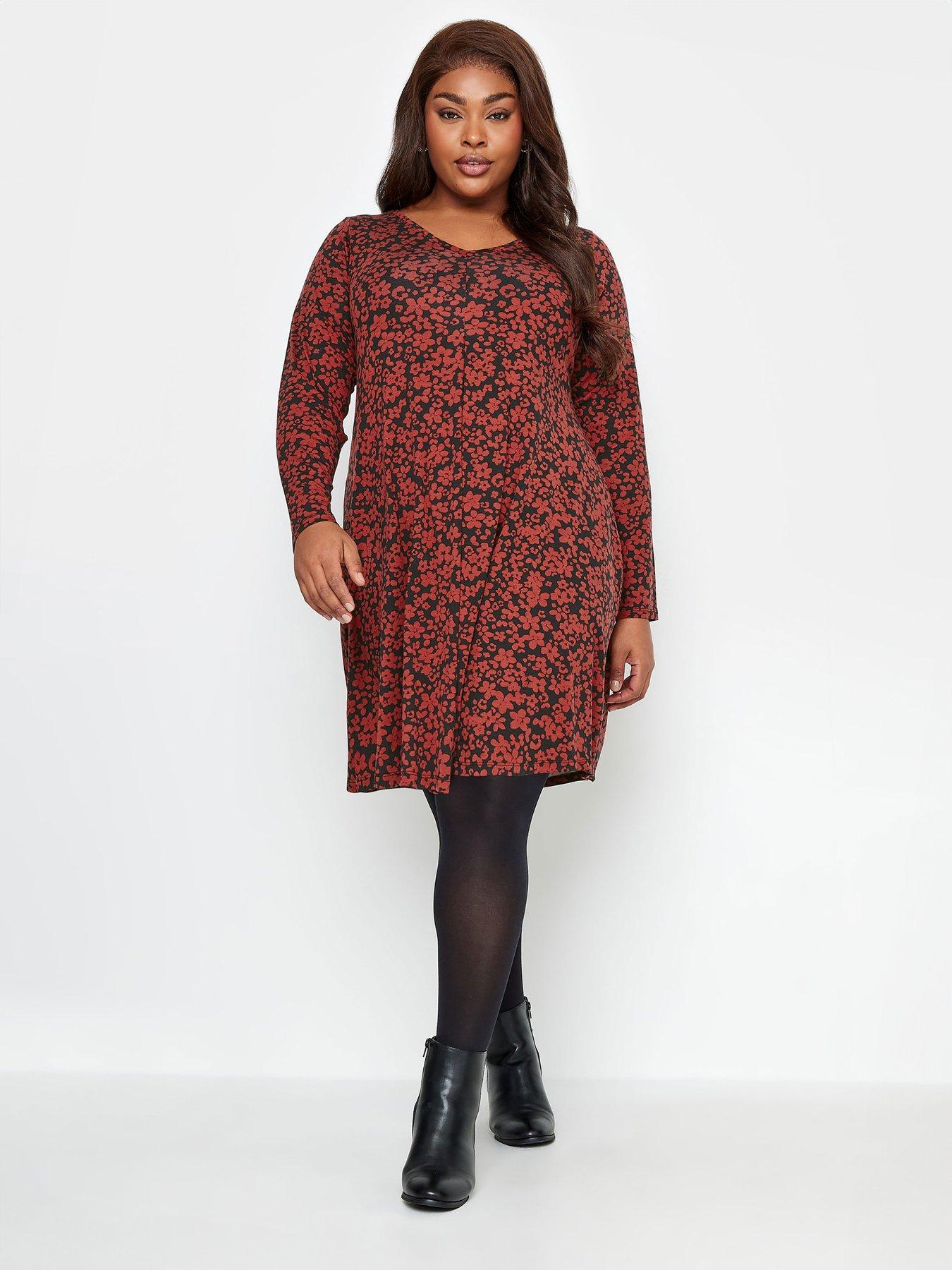 YOURS Plus Size Red Floral Print Textured Midaxi Dress