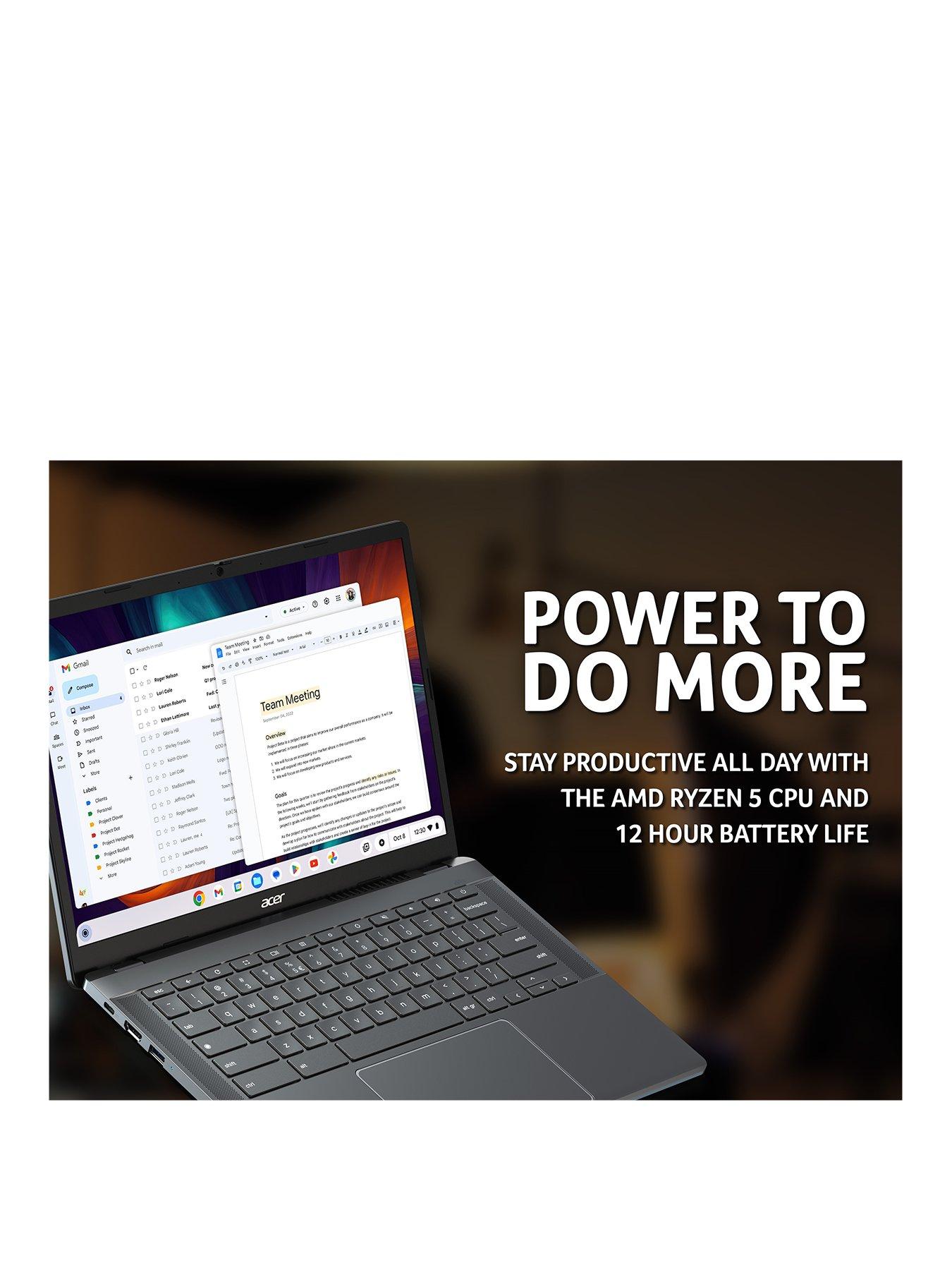 Image 3 of 8 of Acer Chromebook Plus 514 CB514-3H&nbsp;- 14in WUXGA, AMD Ryzen 5 7520C, 8GB RAM, 256GB SSD, Google Chrome OS