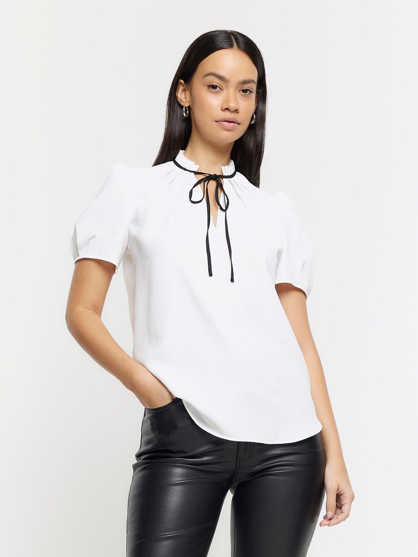 Frill neck cheap blouse uk