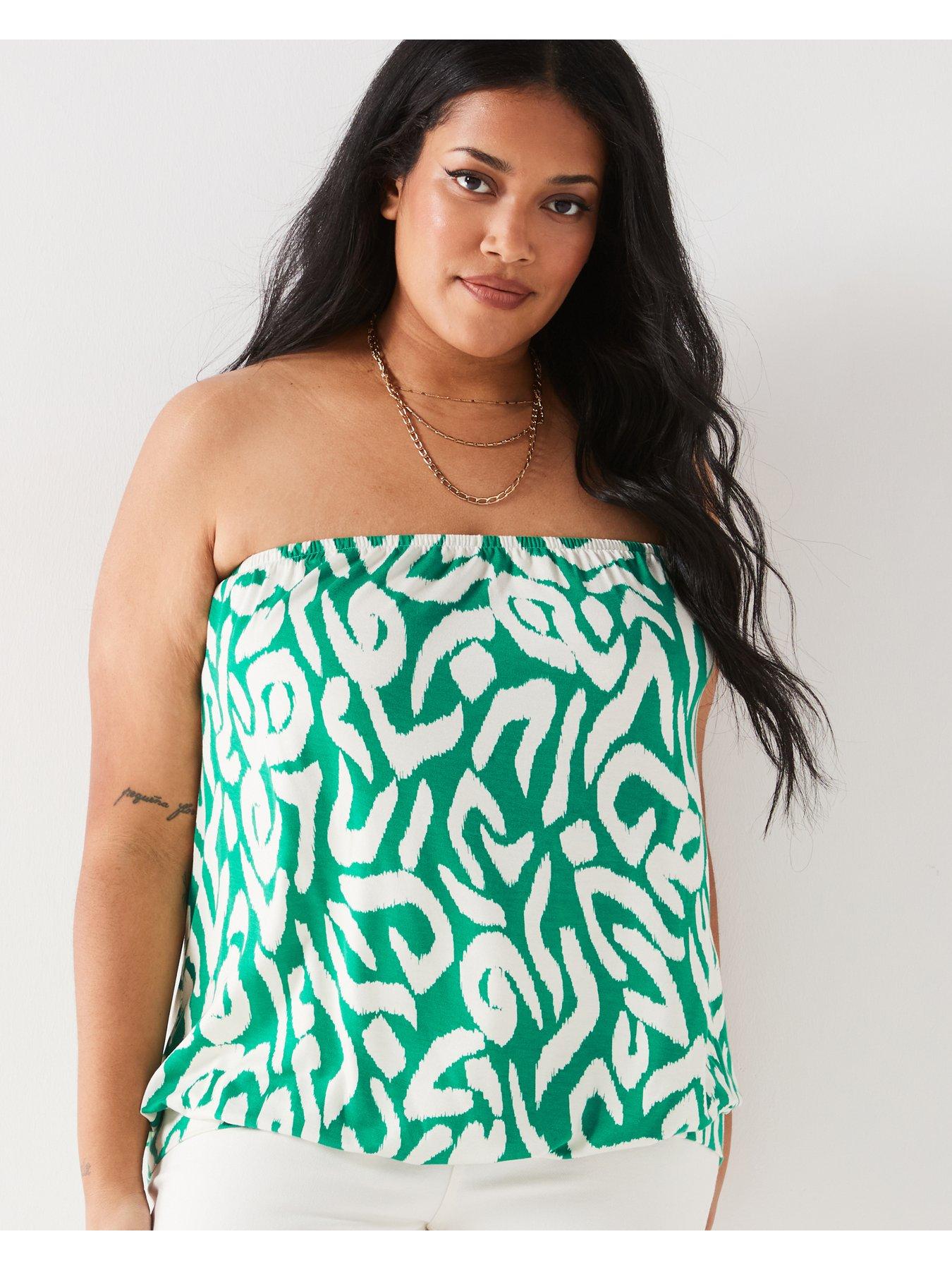 Image 1 of 5 of V by Very Curve Bandeau Banded Hem Top - Print