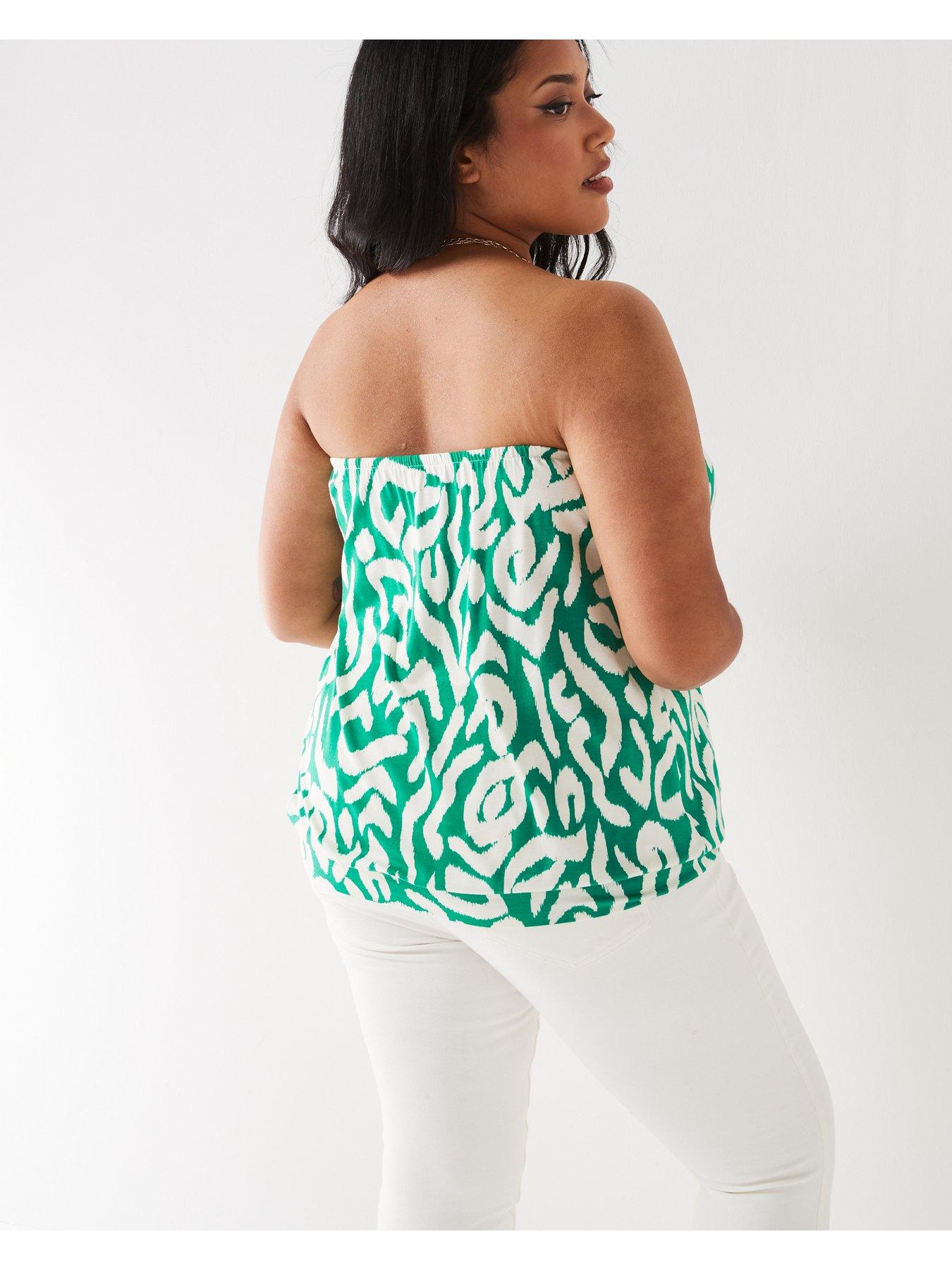 Image 2 of 5 of V by Very Curve Bandeau Banded Hem Top - Print